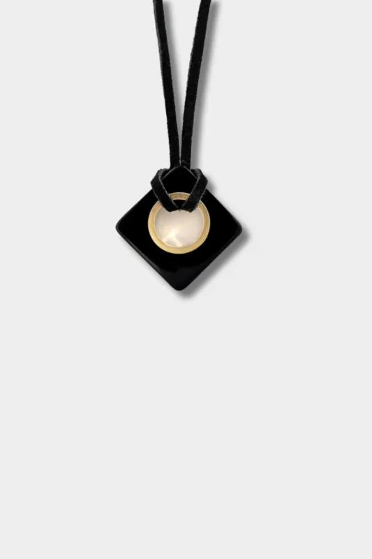 Onyx Blocco Necklace, Black Suede made by Renato Cipullo