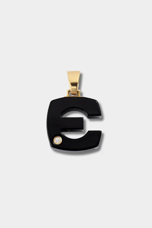 Onyx Splendente Letter Pendant - E, Black made by Renato Cipullo