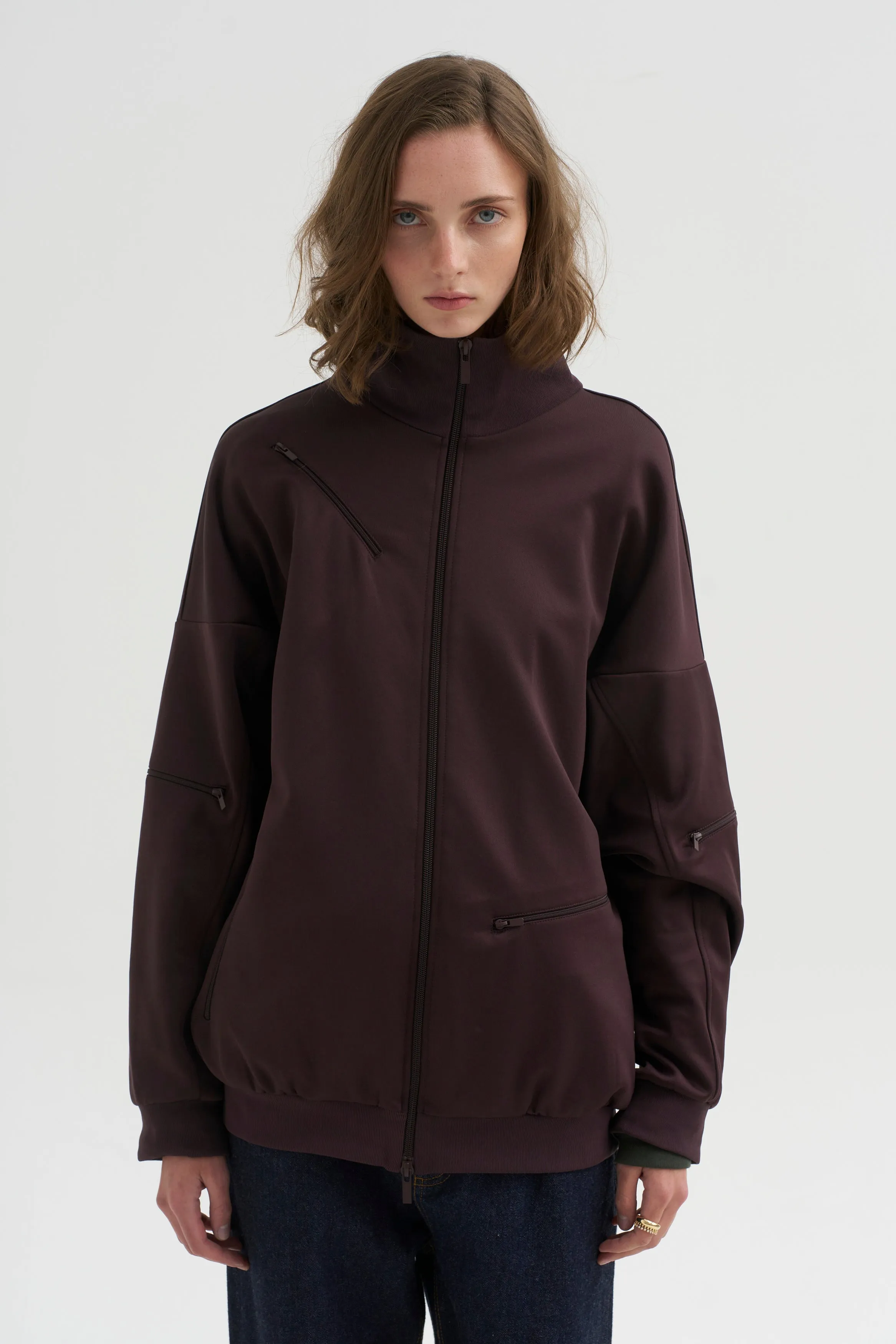 PRE-ORDER • Active Knit Zipper Detailed Track Jacket, Brown sold by Kick Pleat product image thumbnail 2