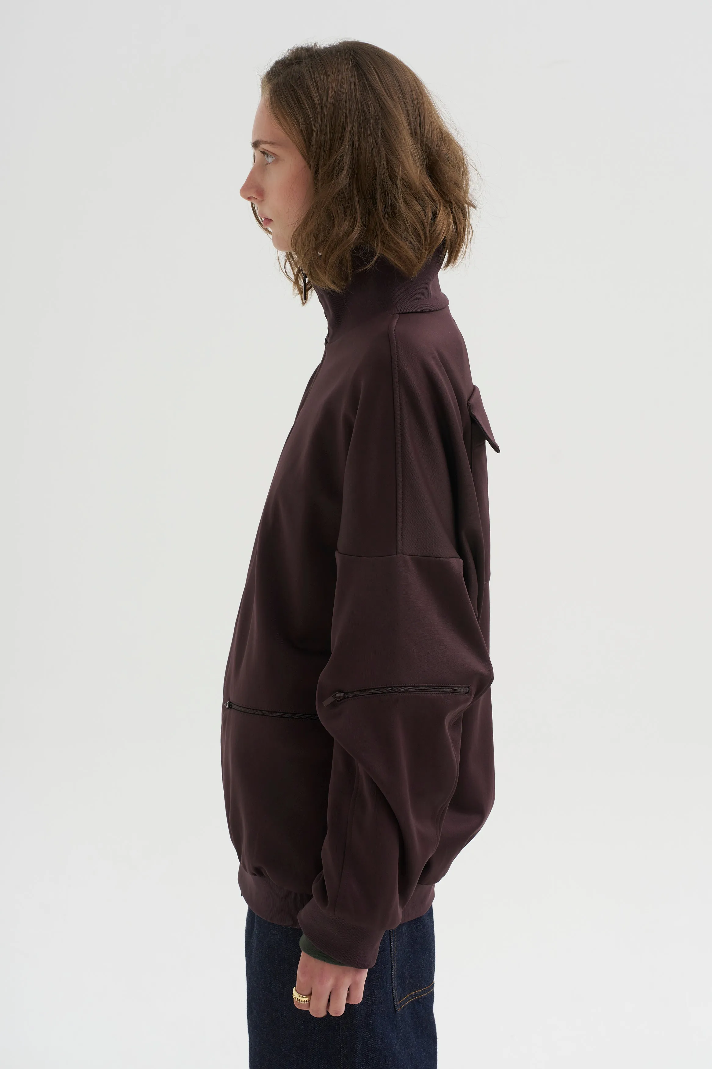 PRE-ORDER • Active Knit Zipper Detailed Track Jacket, Brown sold by Kick Pleat product image thumbnail 3