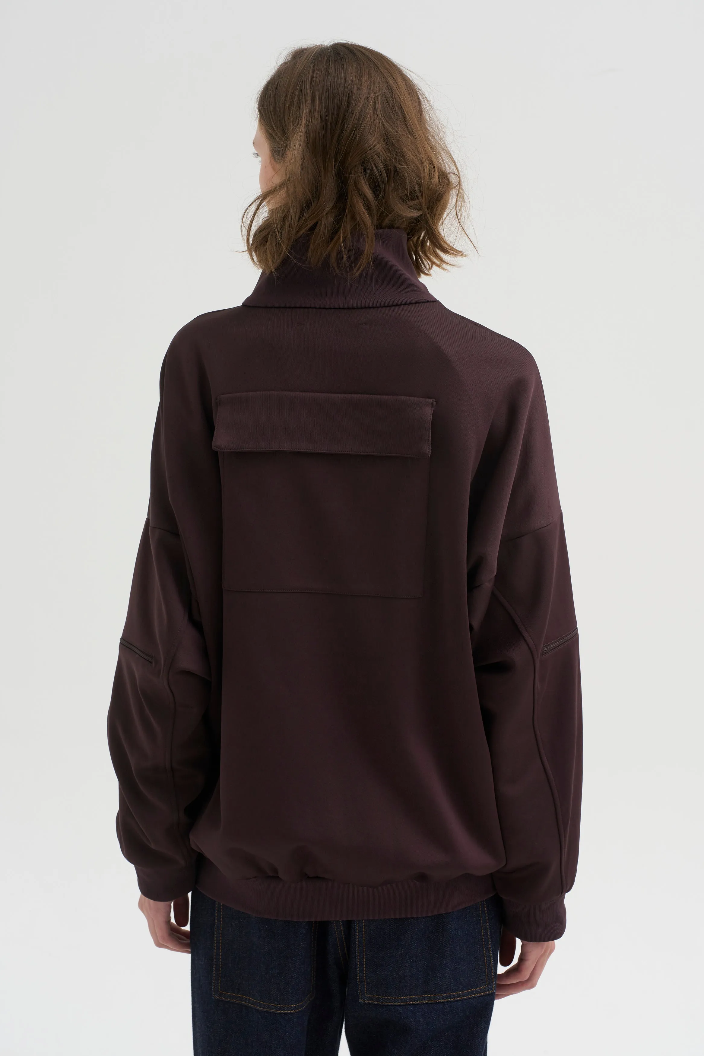PRE-ORDER • Active Knit Zipper Detailed Track Jacket, Brown sold by Kick Pleat product image thumbnail 4