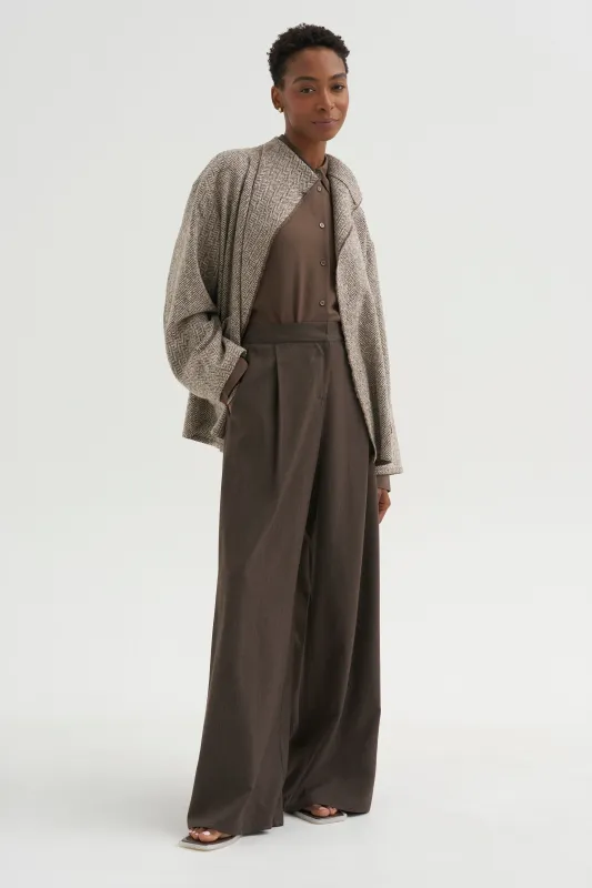 Full Pants - Spigato, Dark Taupe made by Dusan