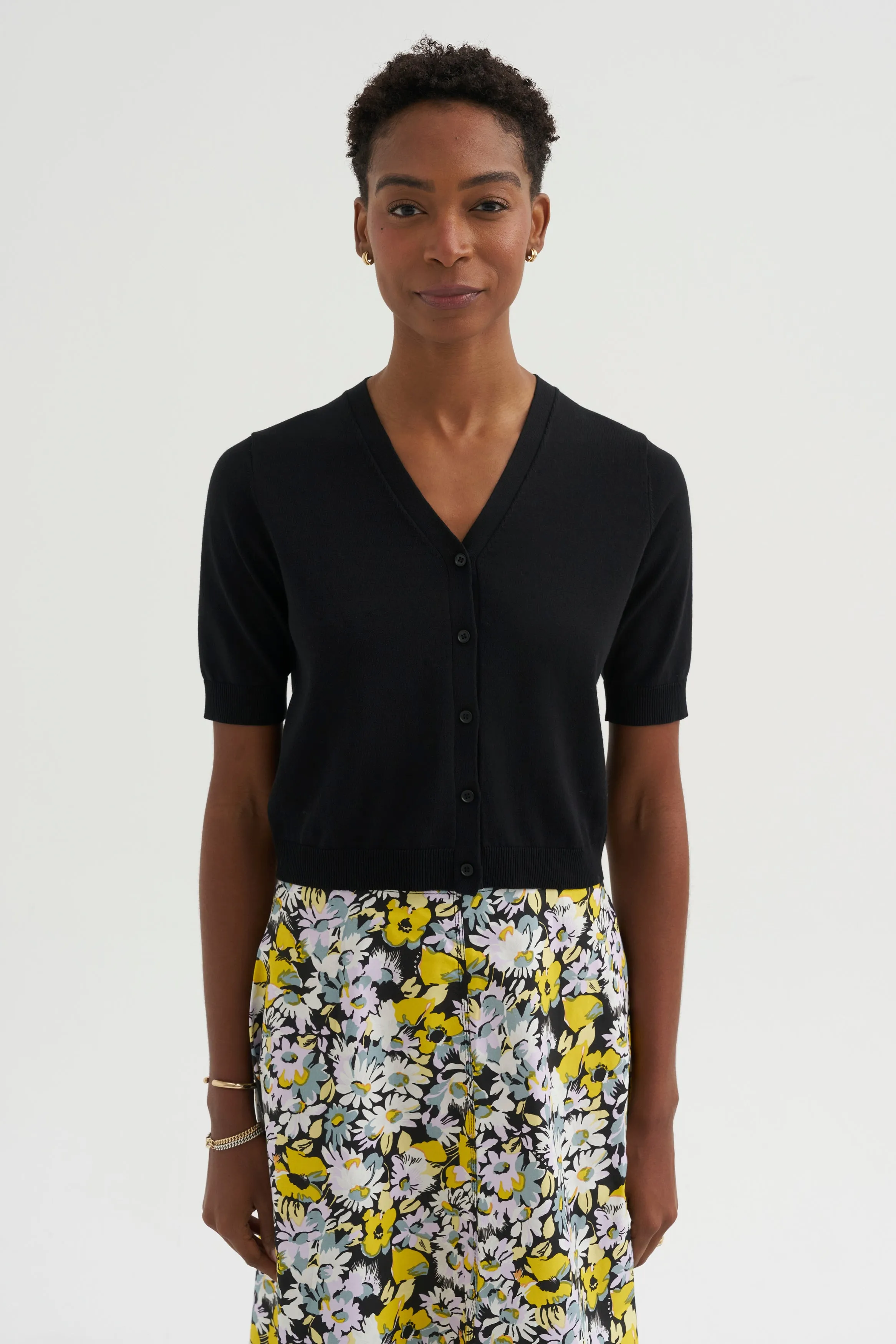 Tate Fine Cotton Stretch Cardigan, Black sold by Kick Pleat product image thumbnail 2