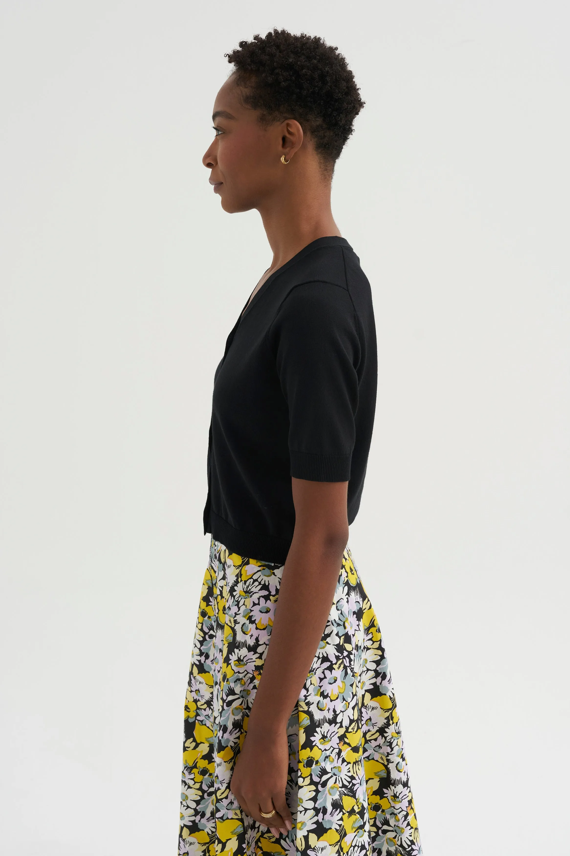 Tate Fine Cotton Stretch Cardigan, Black sold by Kick Pleat product image thumbnail 3