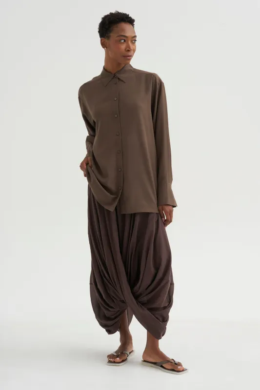 Silk Crepe Shirt, Brown made by Toteme