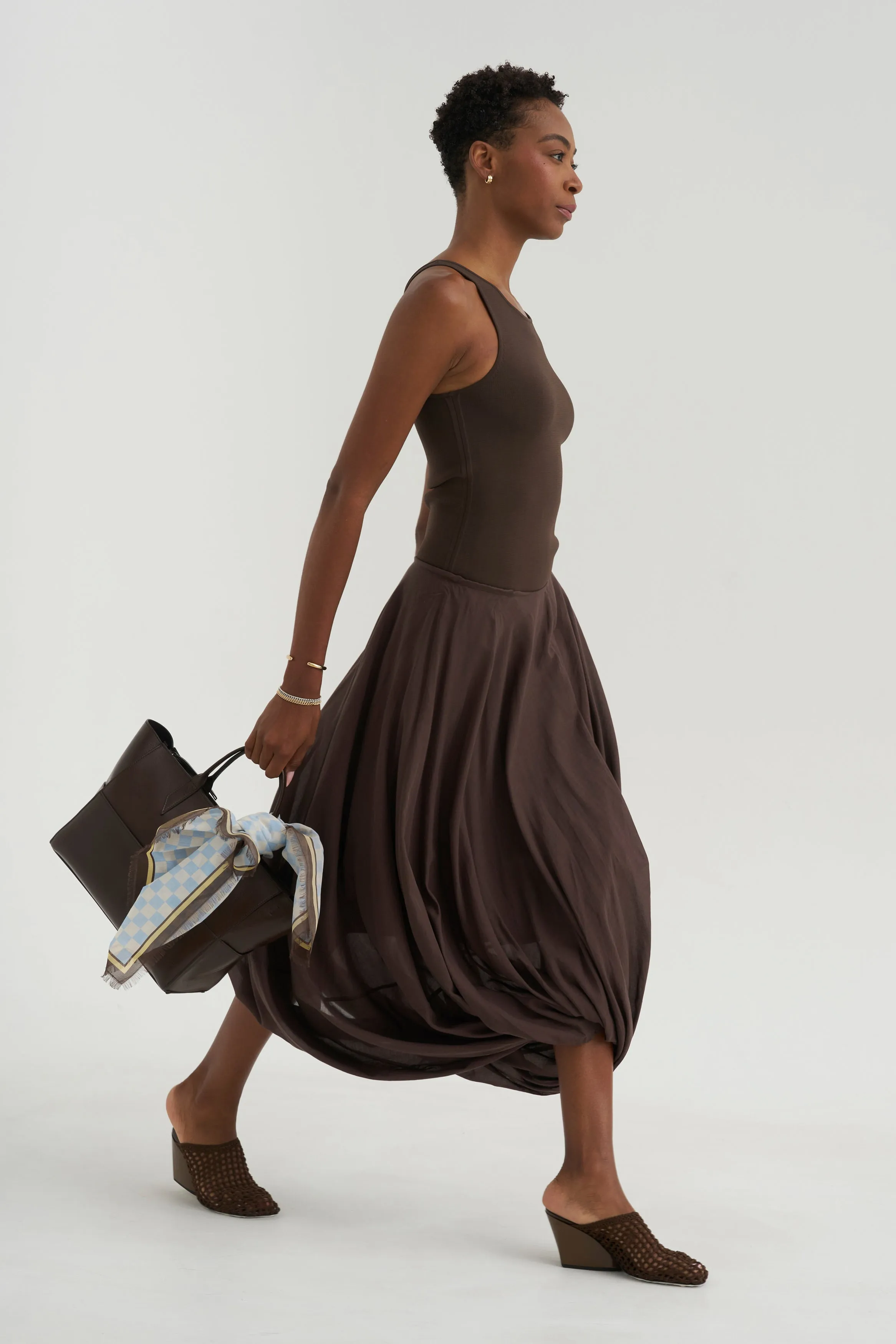 Cocoon Skirt, Walnut sold by Kick Pleat