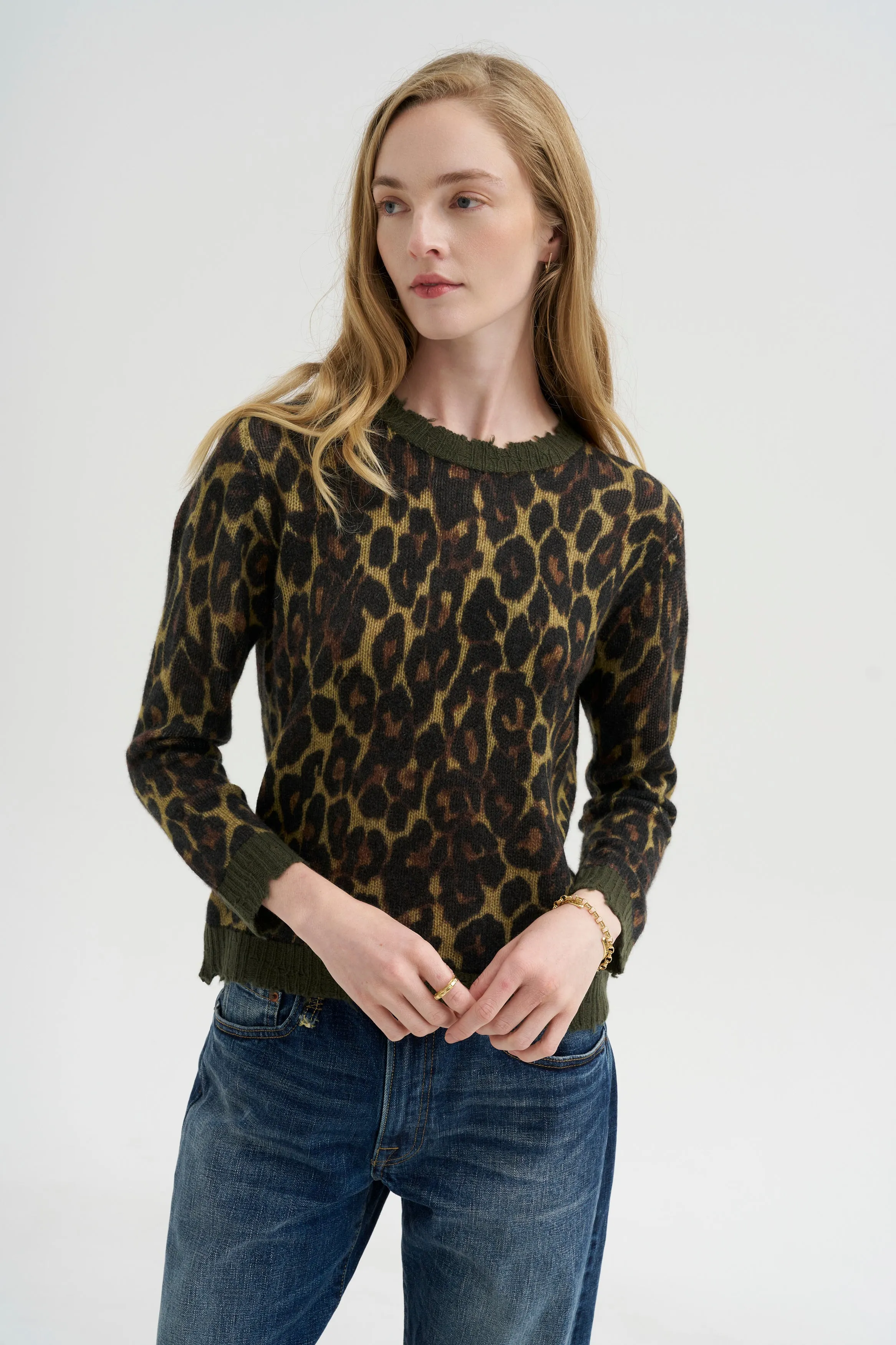 Printed Relaxed Crewneck, Brown Leopard sold by Kick Pleat