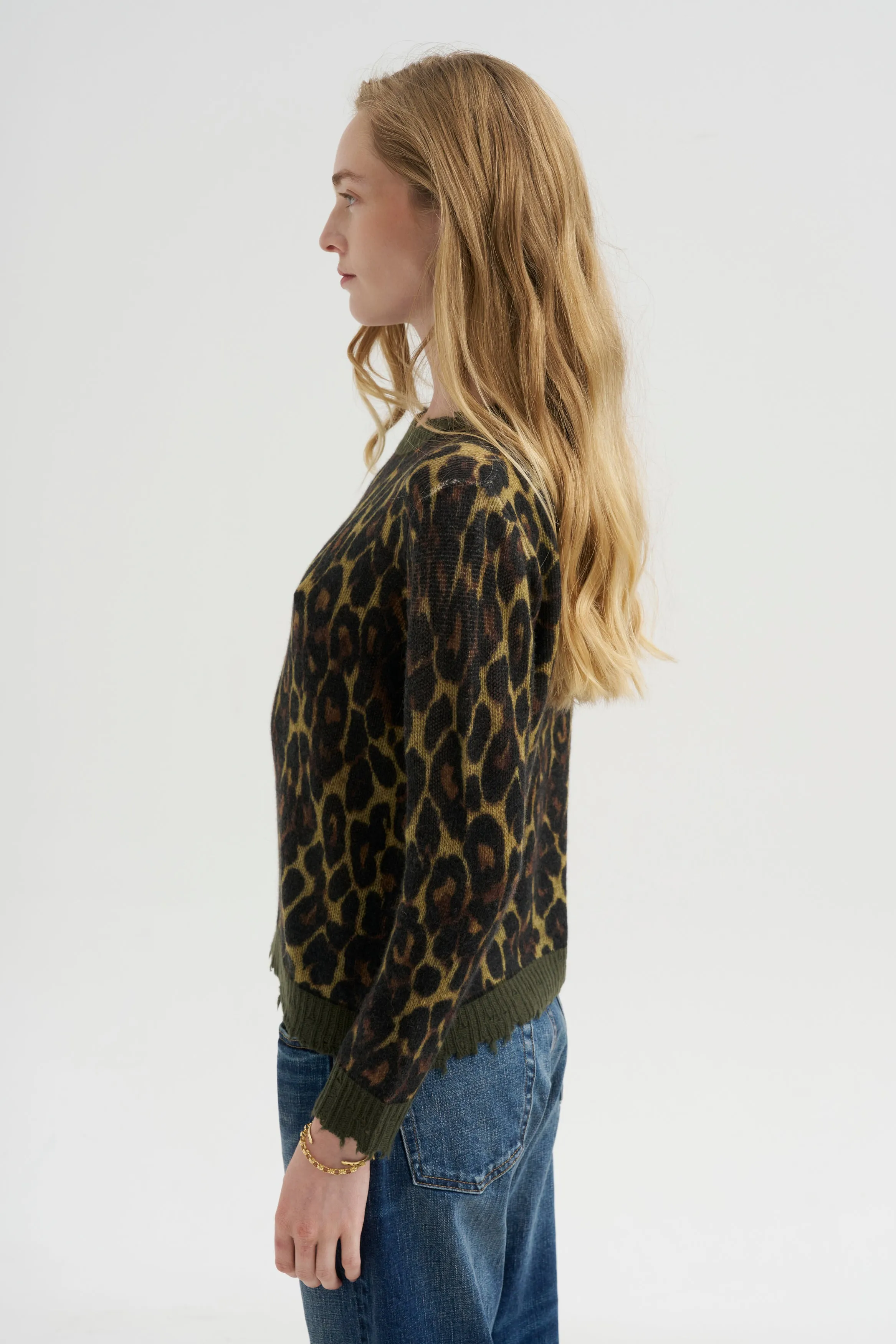 Printed Relaxed Crewneck, Brown Leopard sold by Kick Pleat product image thumbnail 4