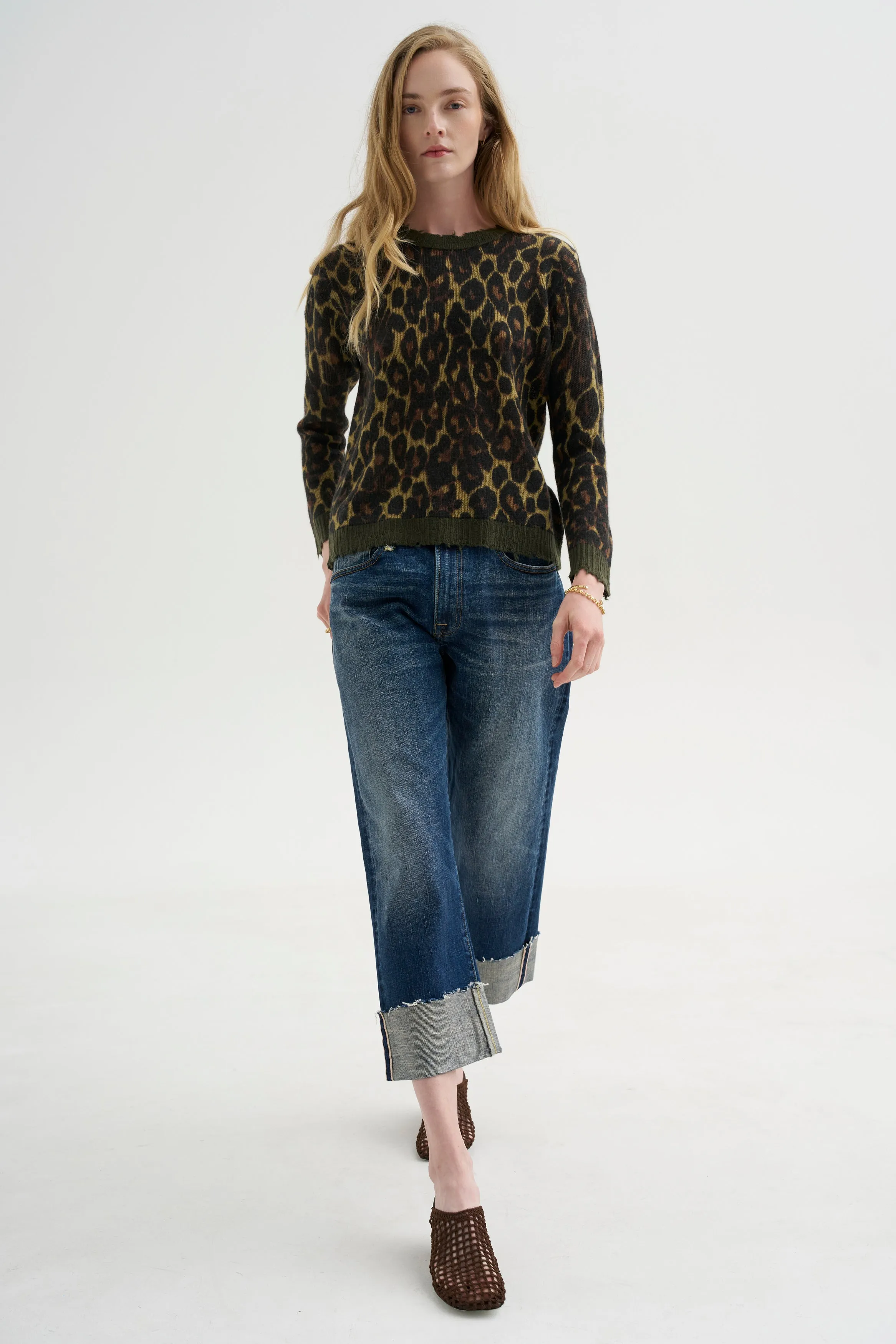 Printed Relaxed Crewneck, Brown Leopard sold by Kick Pleat product image thumbnail 2