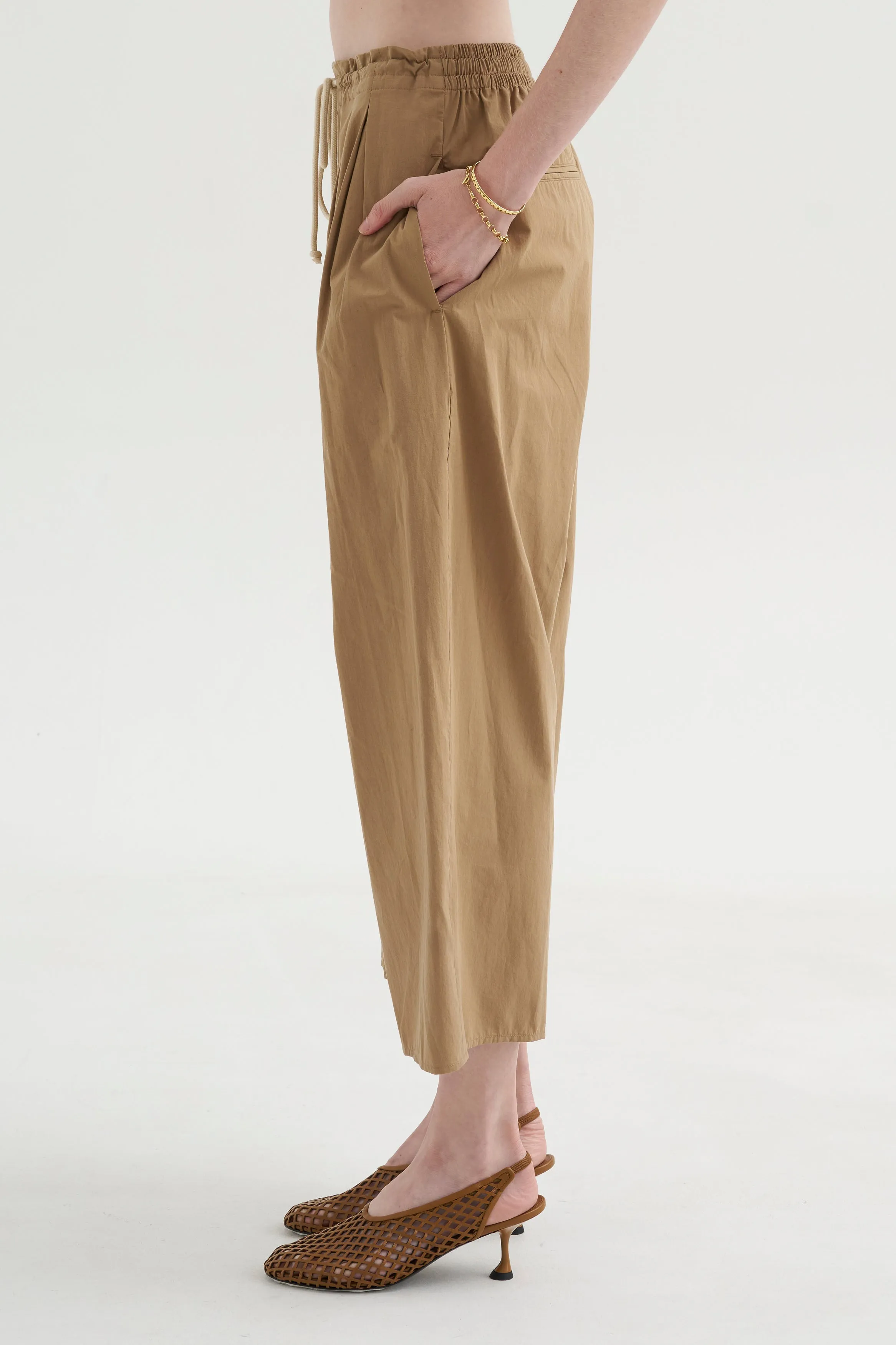 Balloon Drawstring Trouser, Walnut sold by Kick Pleat product image thumbnail 3