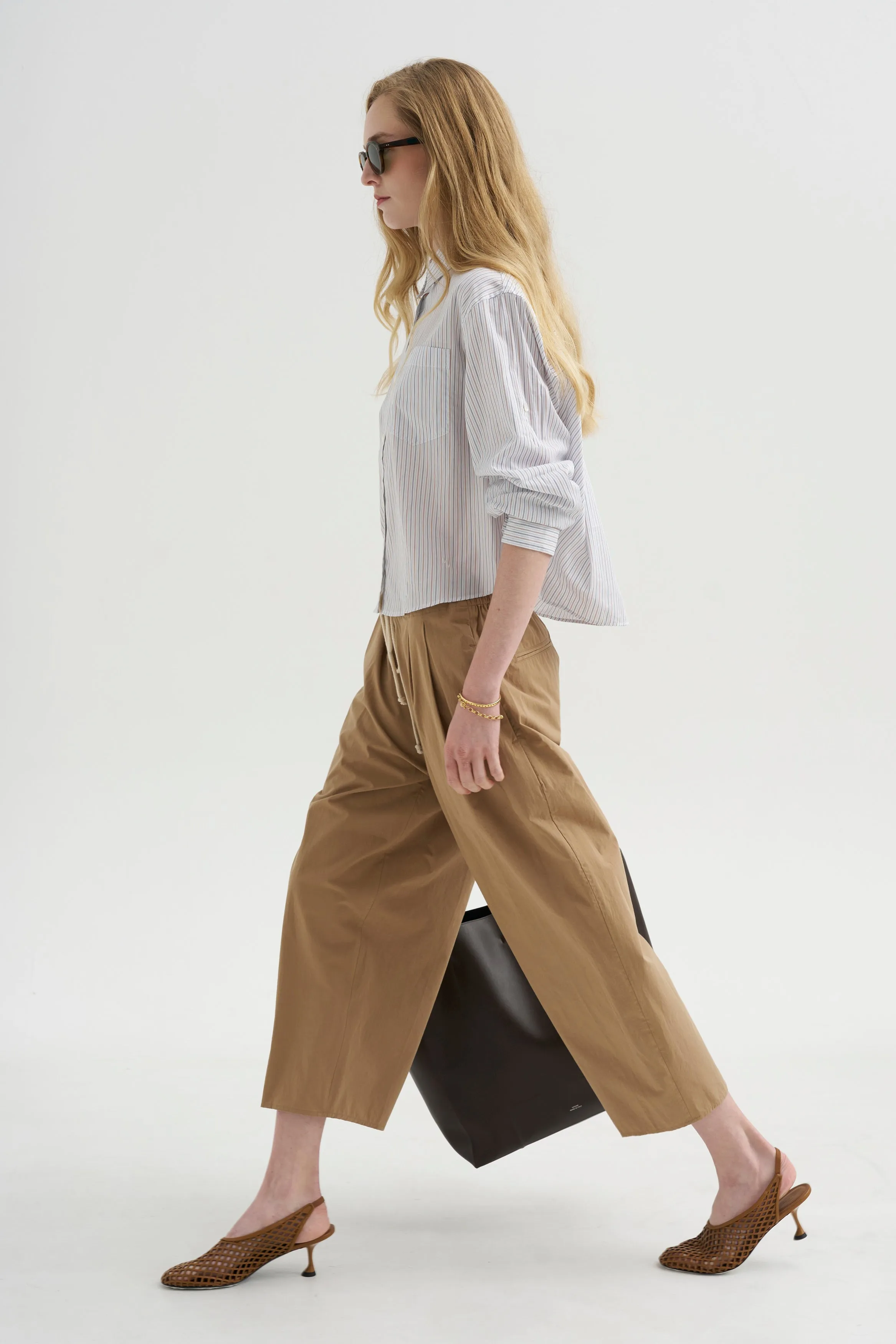 Balloon Drawstring Trouser, Walnut sold by Kick Pleat