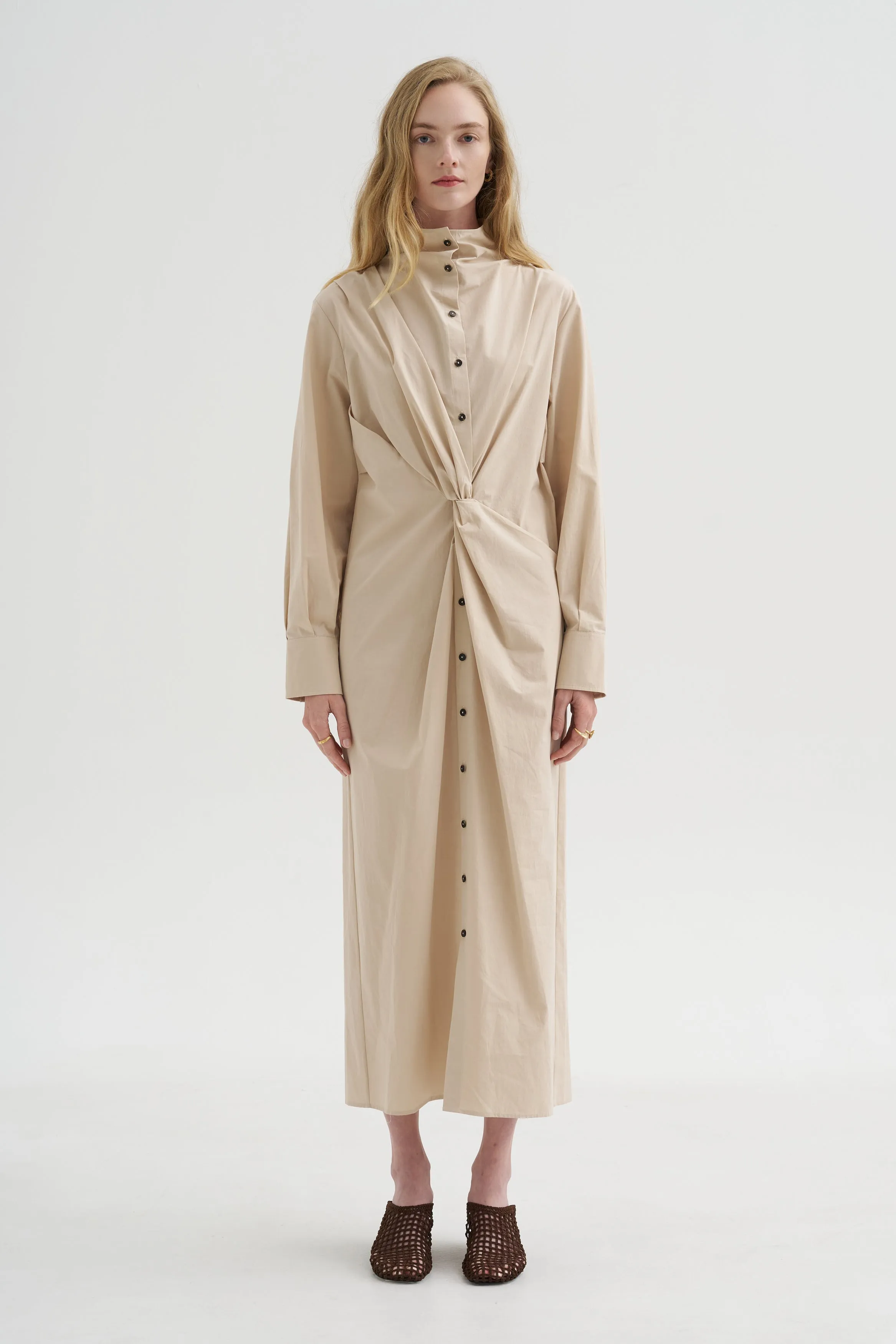 Long Sleeve Dress, Sand sold by Kick Pleat product image thumbnail 3