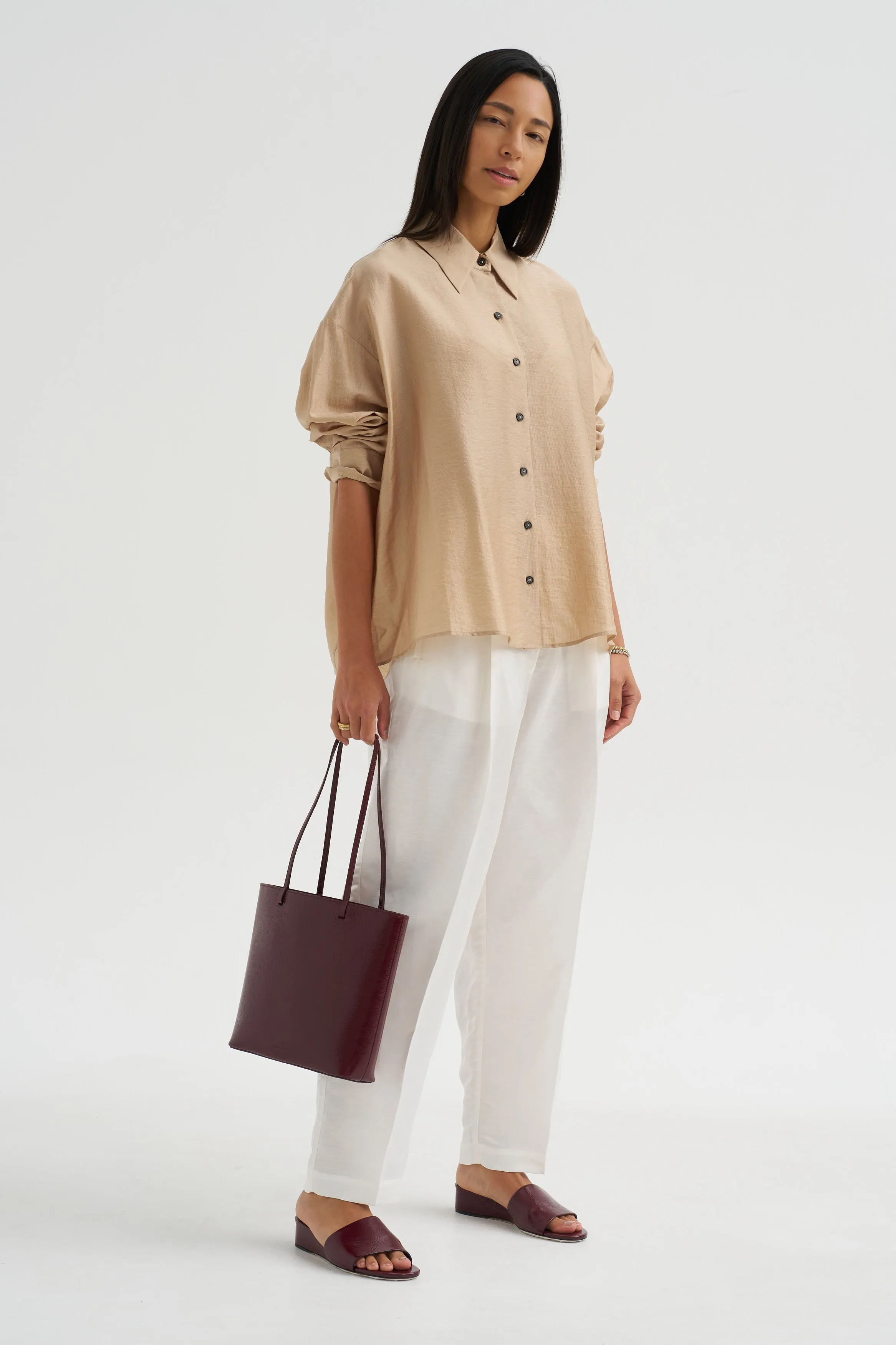 Satin Masculine Barrel Pants, White sold by Kick Pleat product image thumbnail 5