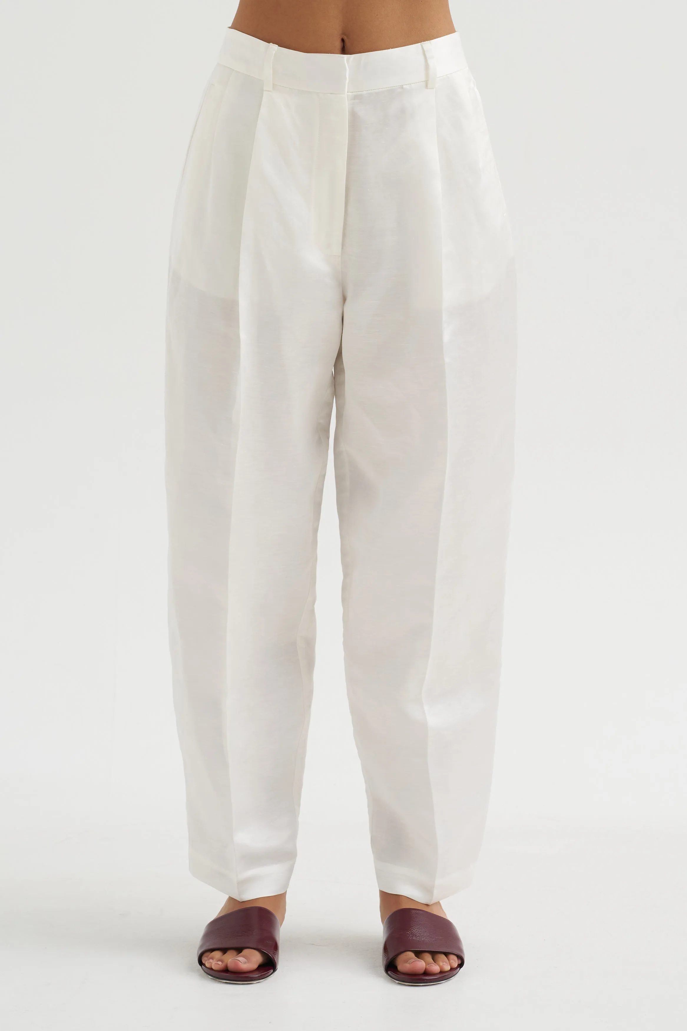 Satin Masculine Barrel Pants, White sold by Kick Pleat product image thumbnail 2