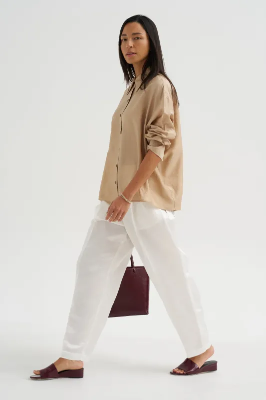 Satin Masculine Barrel Pants, White made by Cordera