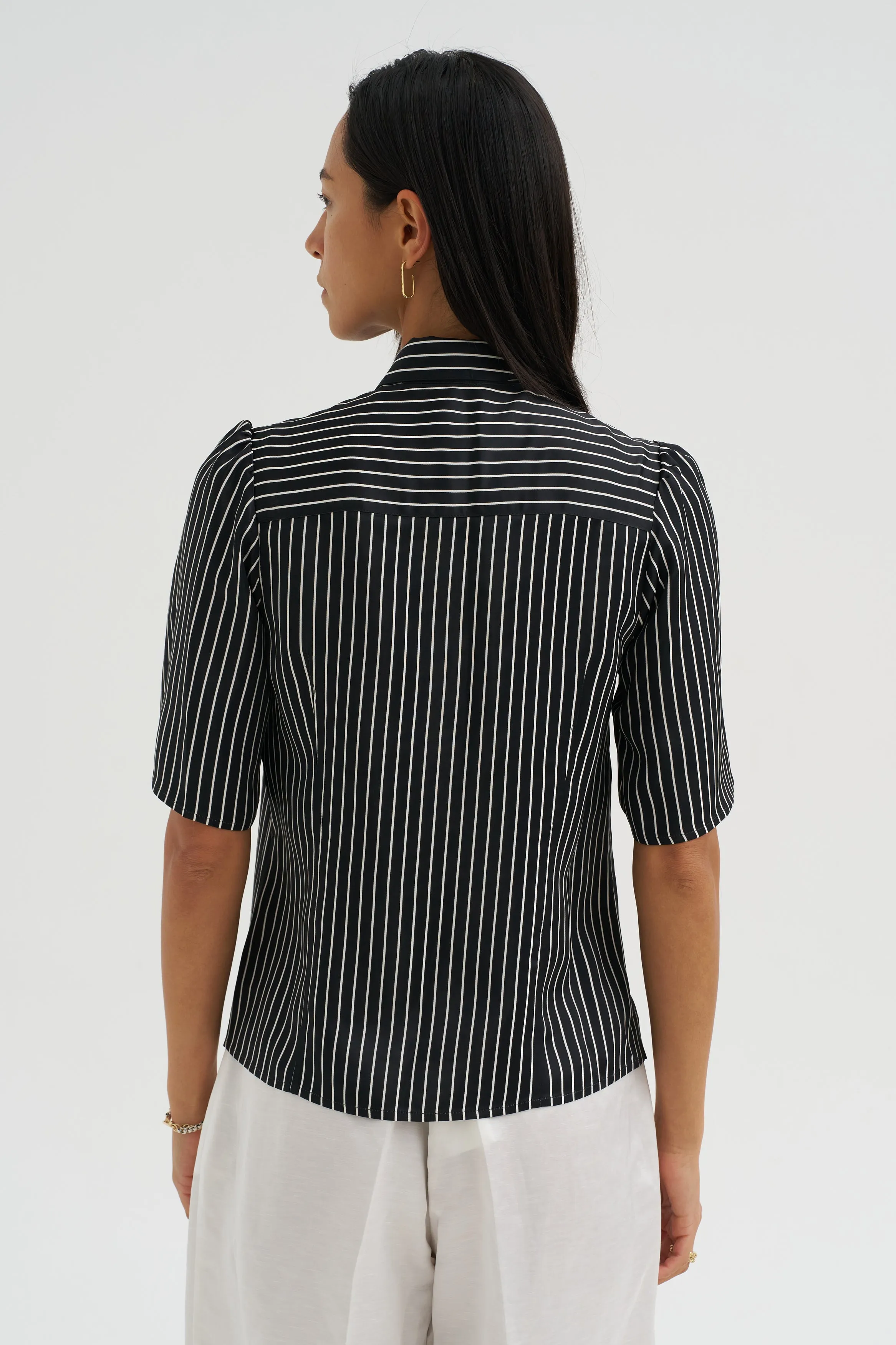 Bell Sleeve Blouse, Black Stripe sold by Kick Pleat product image thumbnail 5