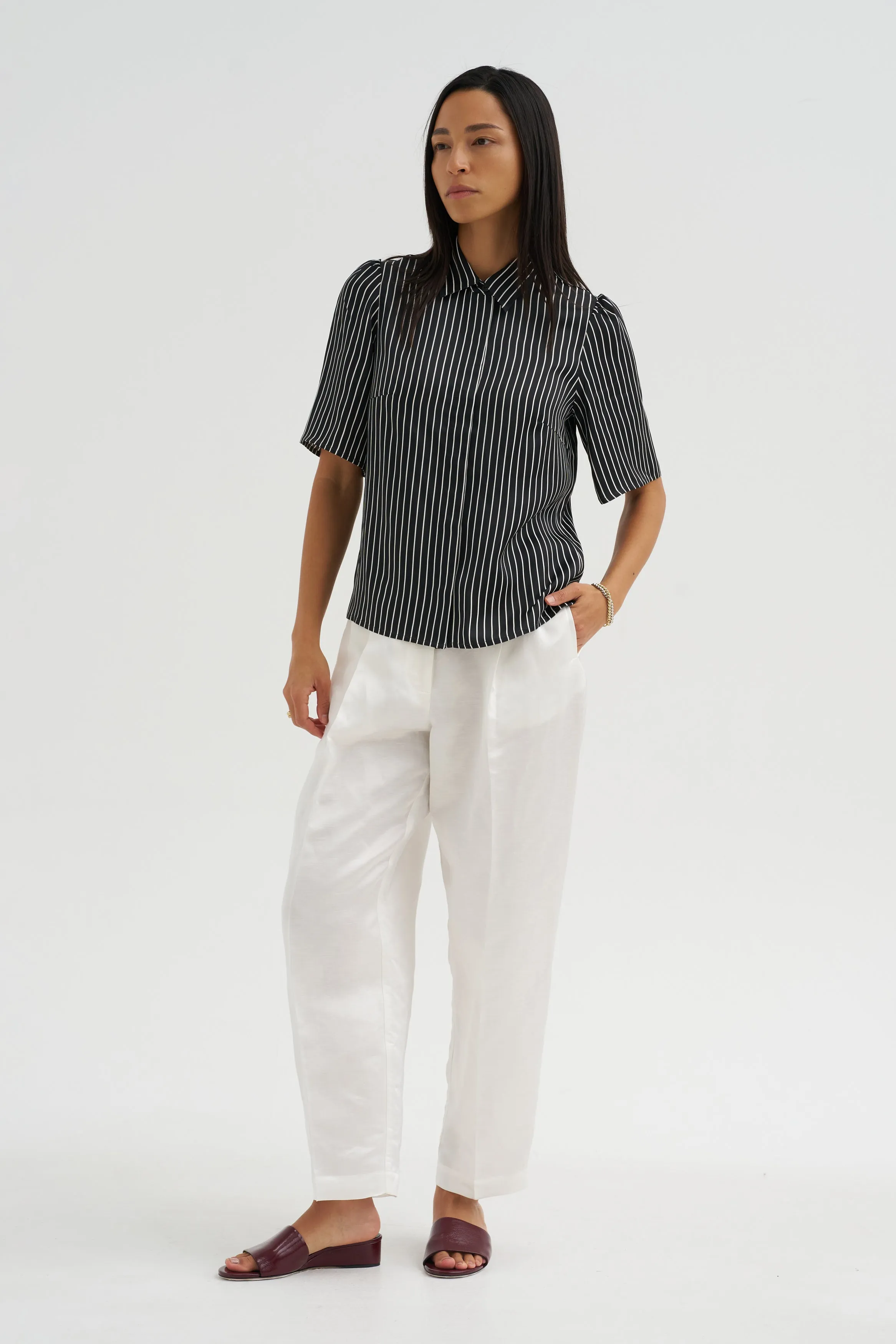 Bell Sleeve Blouse, Black Stripe sold by Kick Pleat product image thumbnail 2