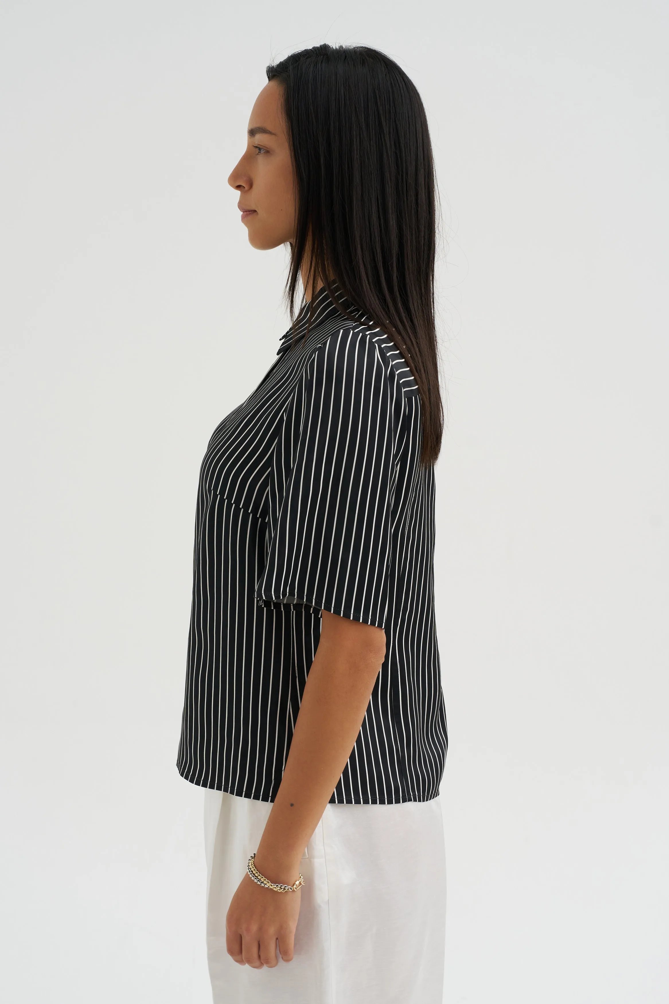 Bell Sleeve Blouse, Black Stripe sold by Kick Pleat product image thumbnail 4