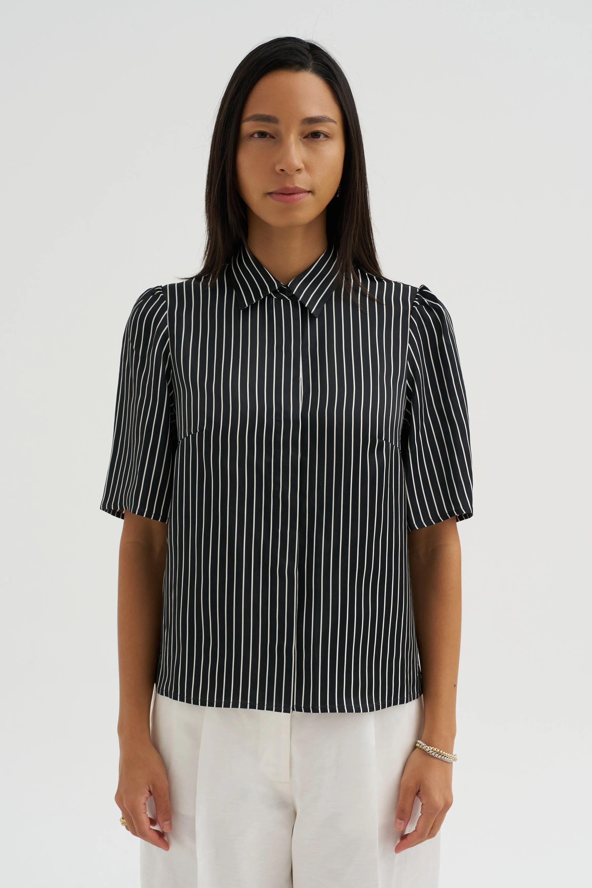 Bell Sleeve Blouse, Black Stripe sold by Kick Pleat product image thumbnail 3