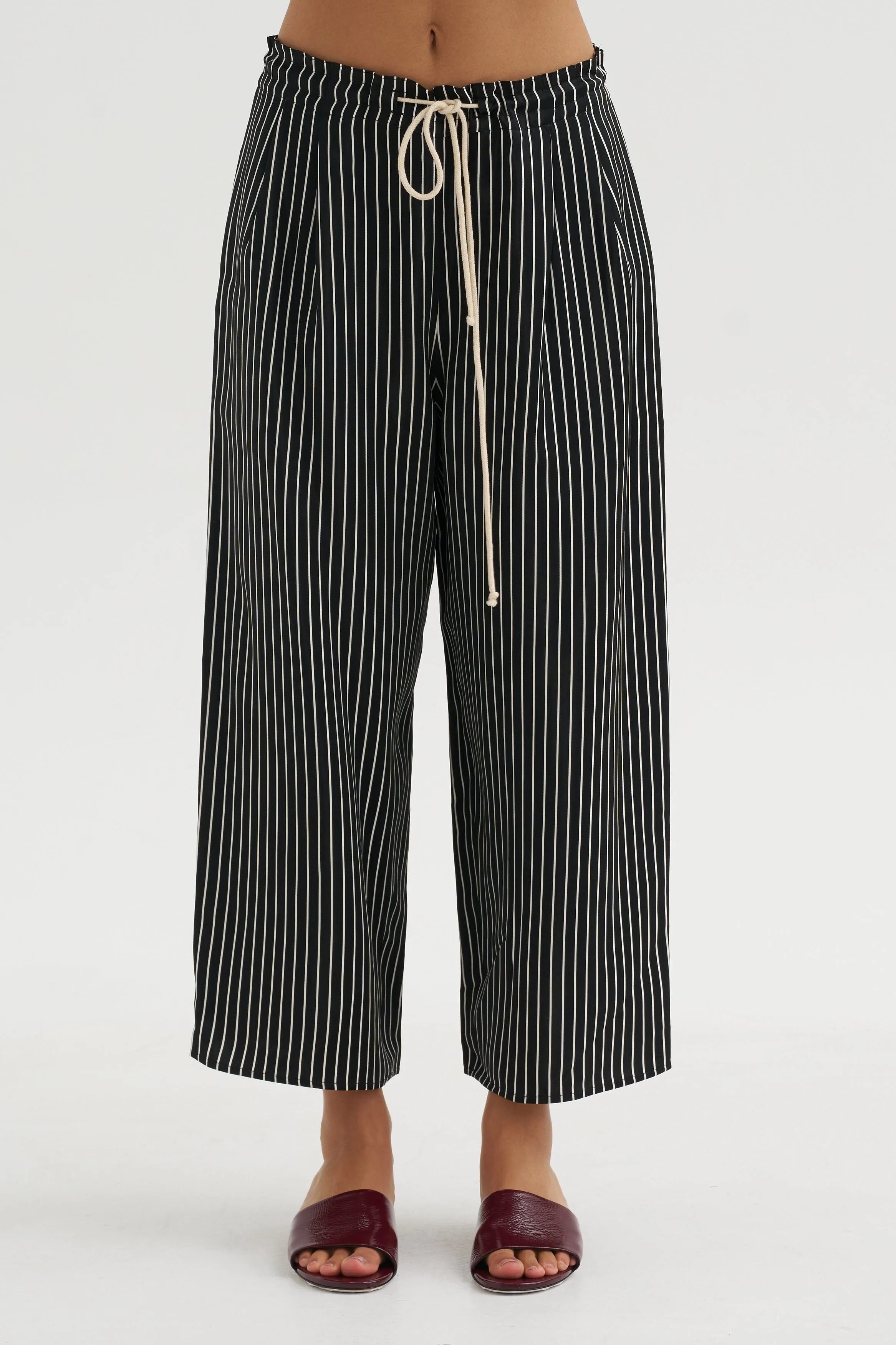 Balloon Drawstring Trouser, Black Stripe sold by Kick Pleat product image thumbnail 2