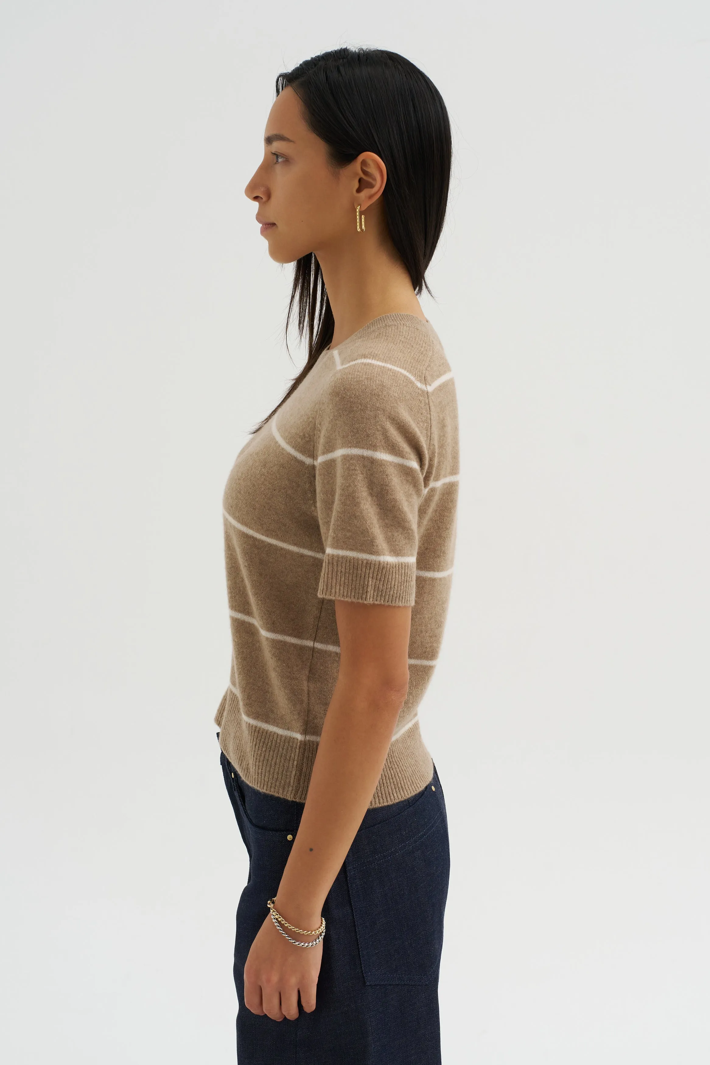 Krysta Stripe Cashmere Top, Fawn & Ivory sold by Kick Pleat product image thumbnail 4