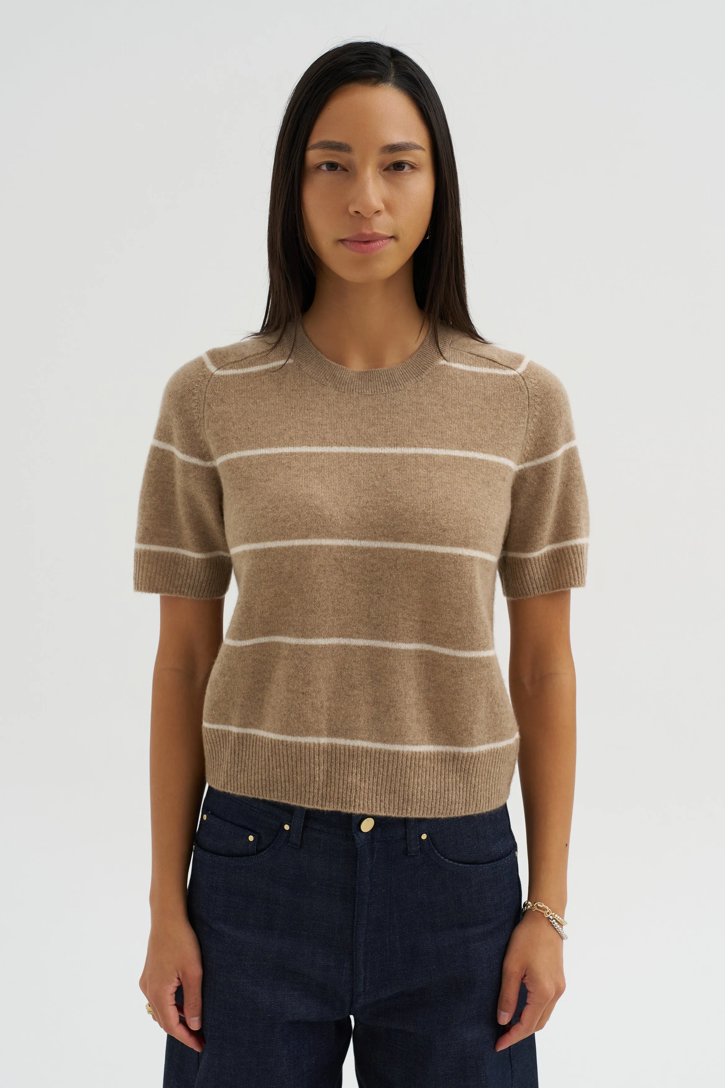 Krysta Stripe Cashmere Top, Fawn & Ivory sold by Kick Pleat product image thumbnail 3