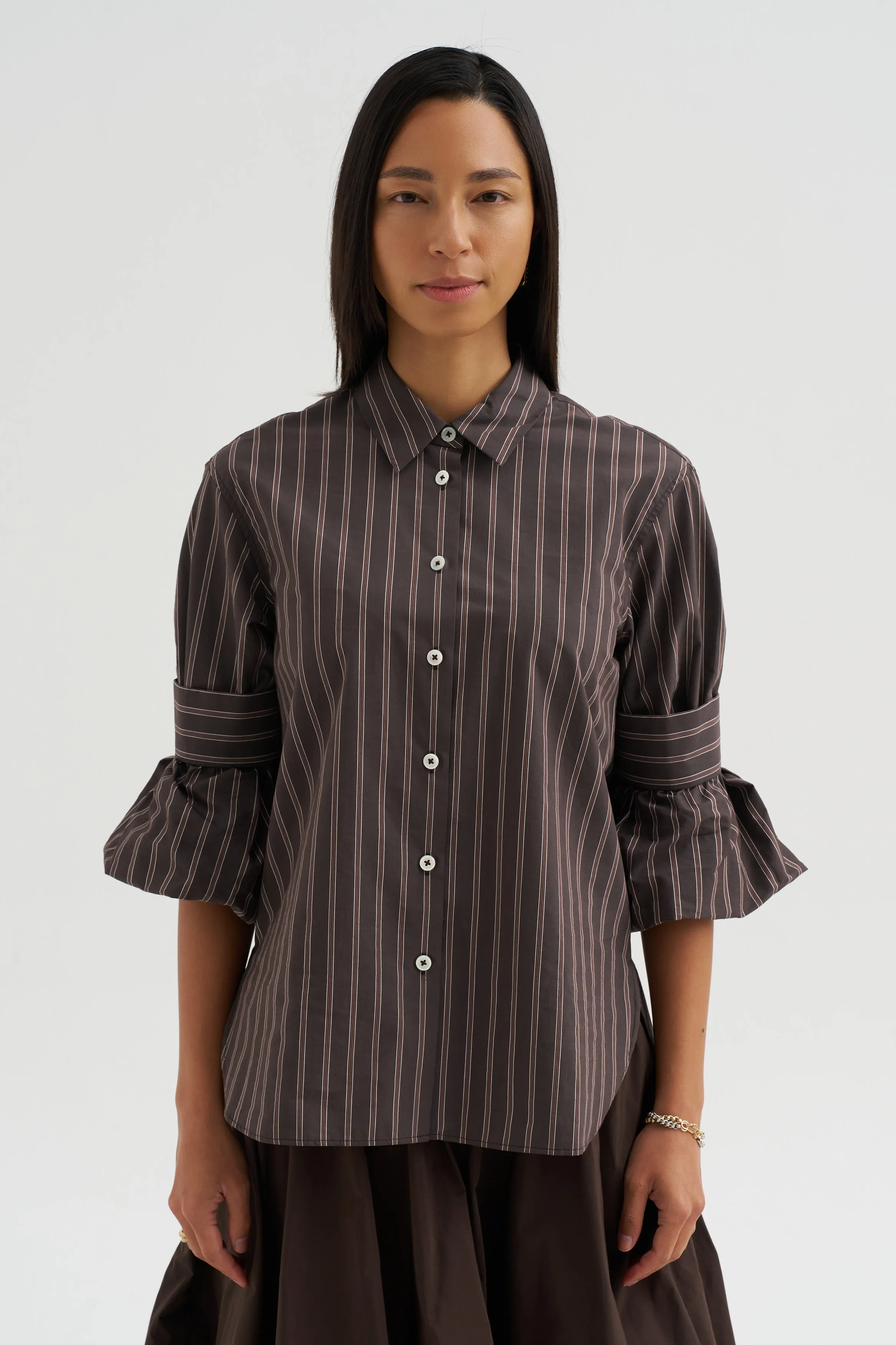 Mens Stripe Shirt, Toffee sold by Kick Pleat product image thumbnail 2