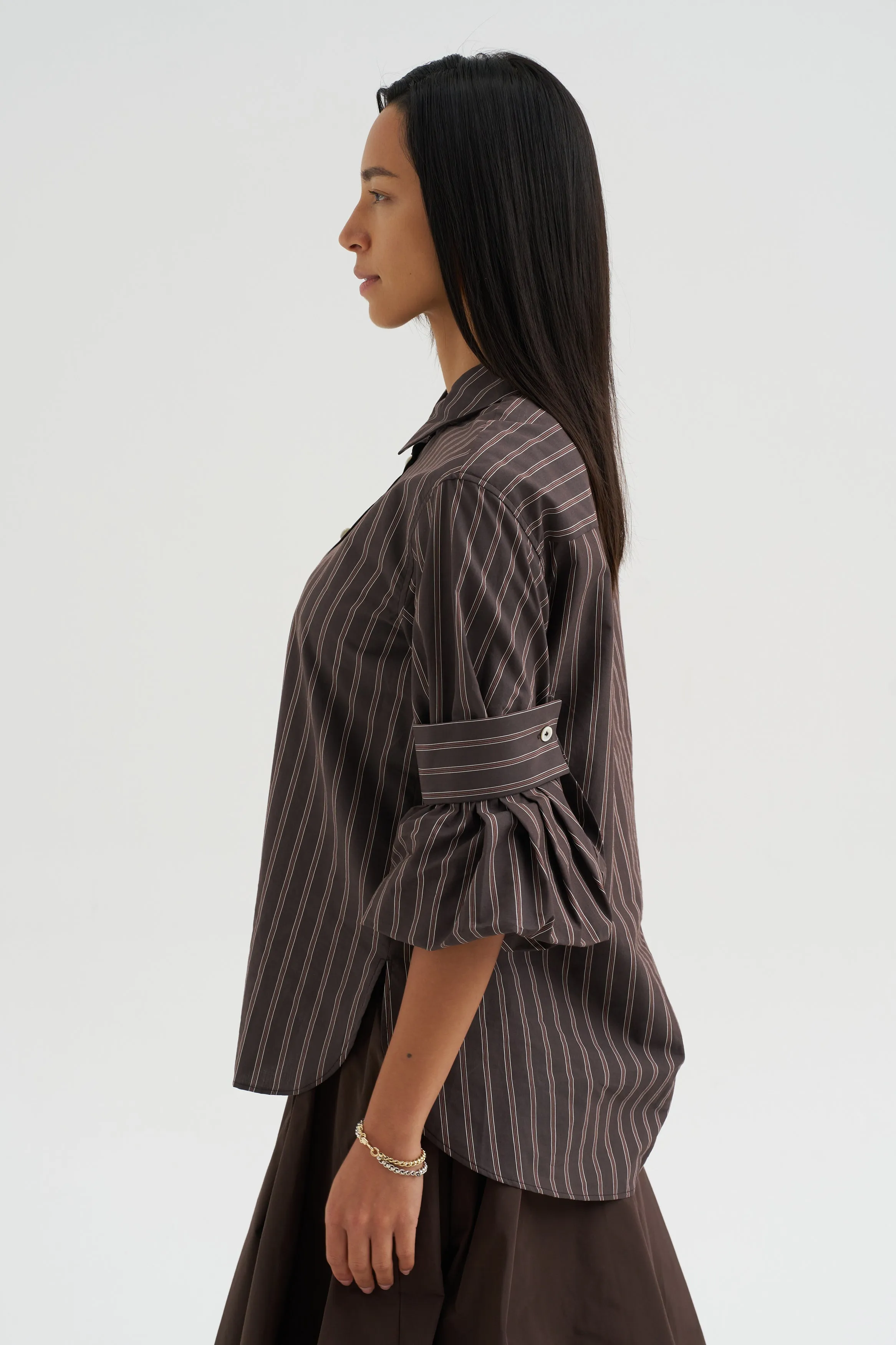 Mens Stripe Shirt, Toffee sold by Kick Pleat product image thumbnail 3