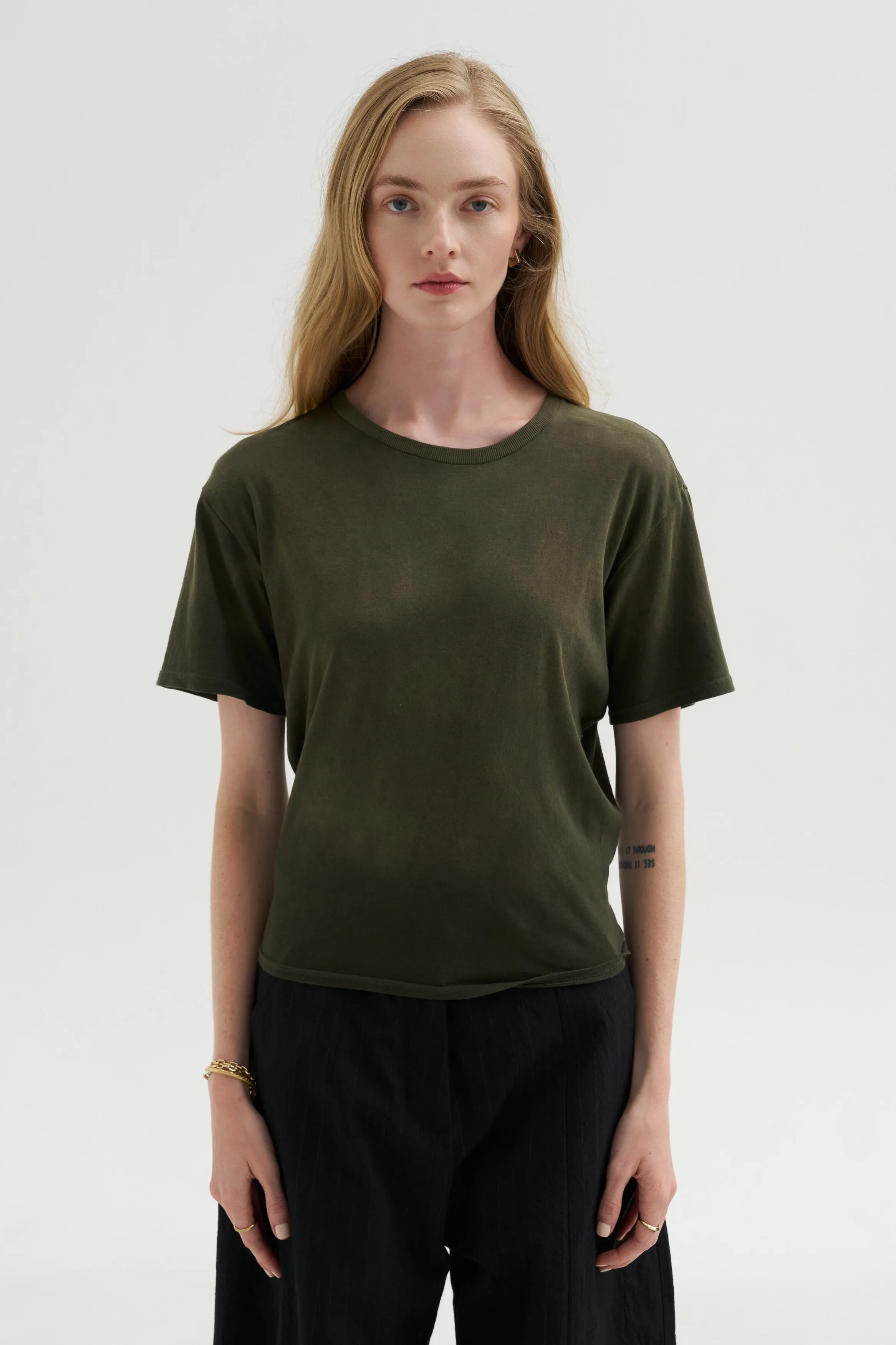 Tight Waist Tee, Washed Olive sold by Kick Pleat product image thumbnail 3