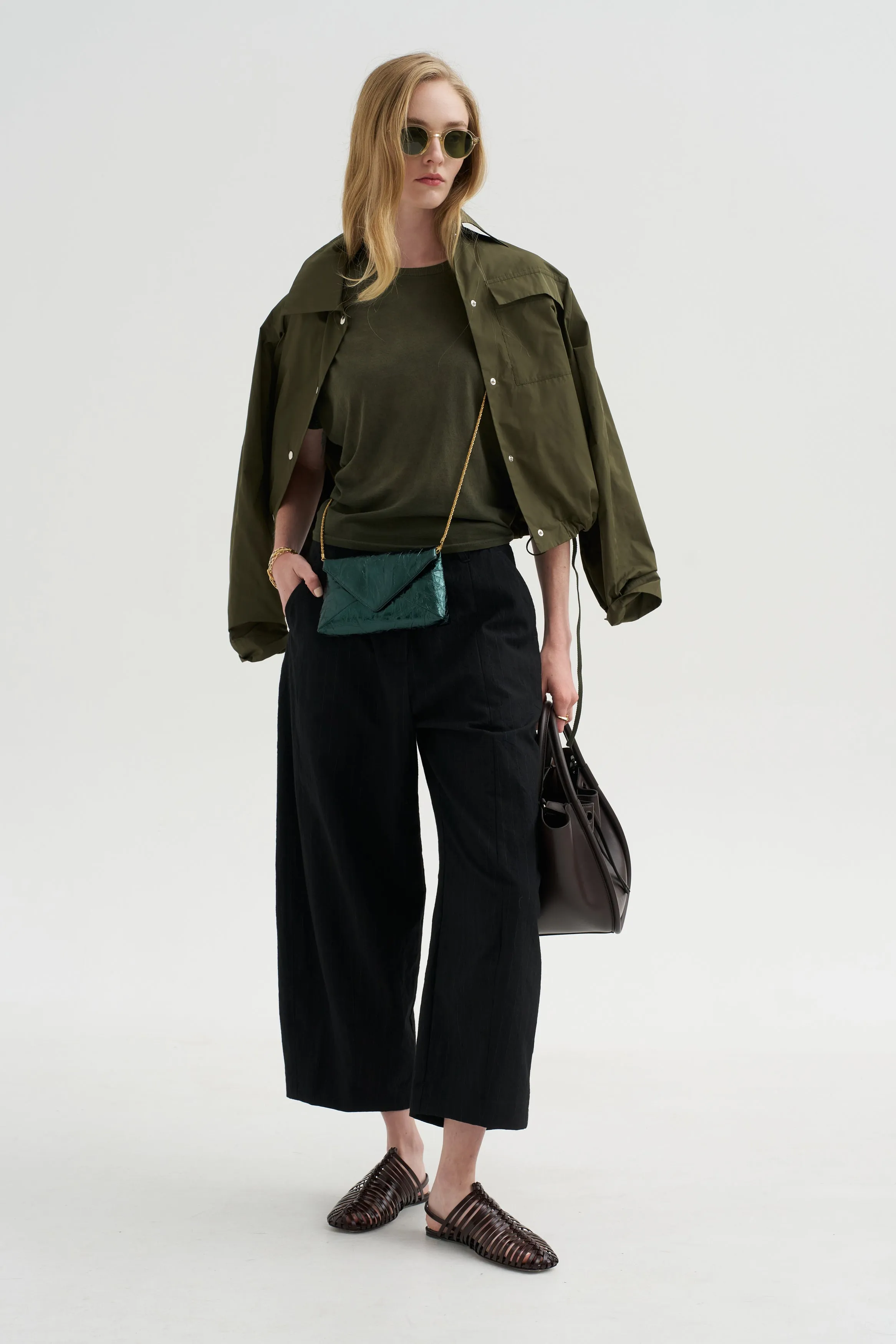 Tight Waist Tee, Washed Olive sold by Kick Pleat