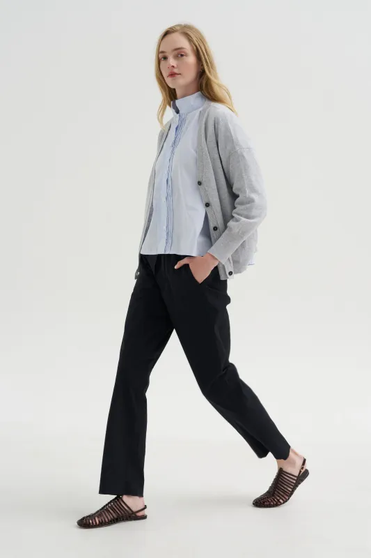 Silvy Pants, Black & Navy Stripe made by Bergfabel
