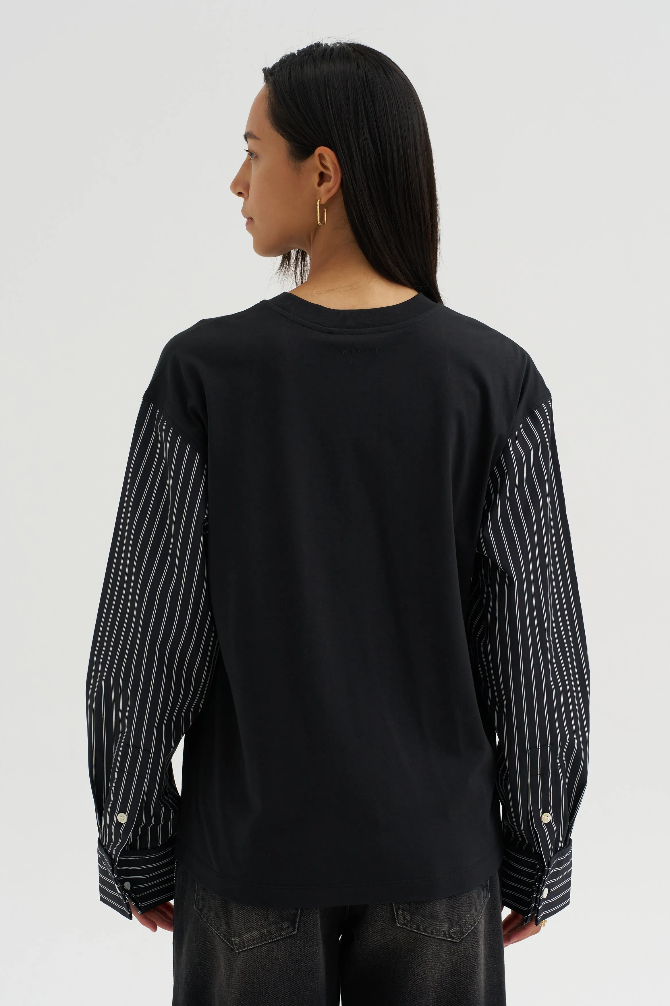 Techno Striped Poplin T-Shirt, Black sold by Kick Pleat product image thumbnail 4