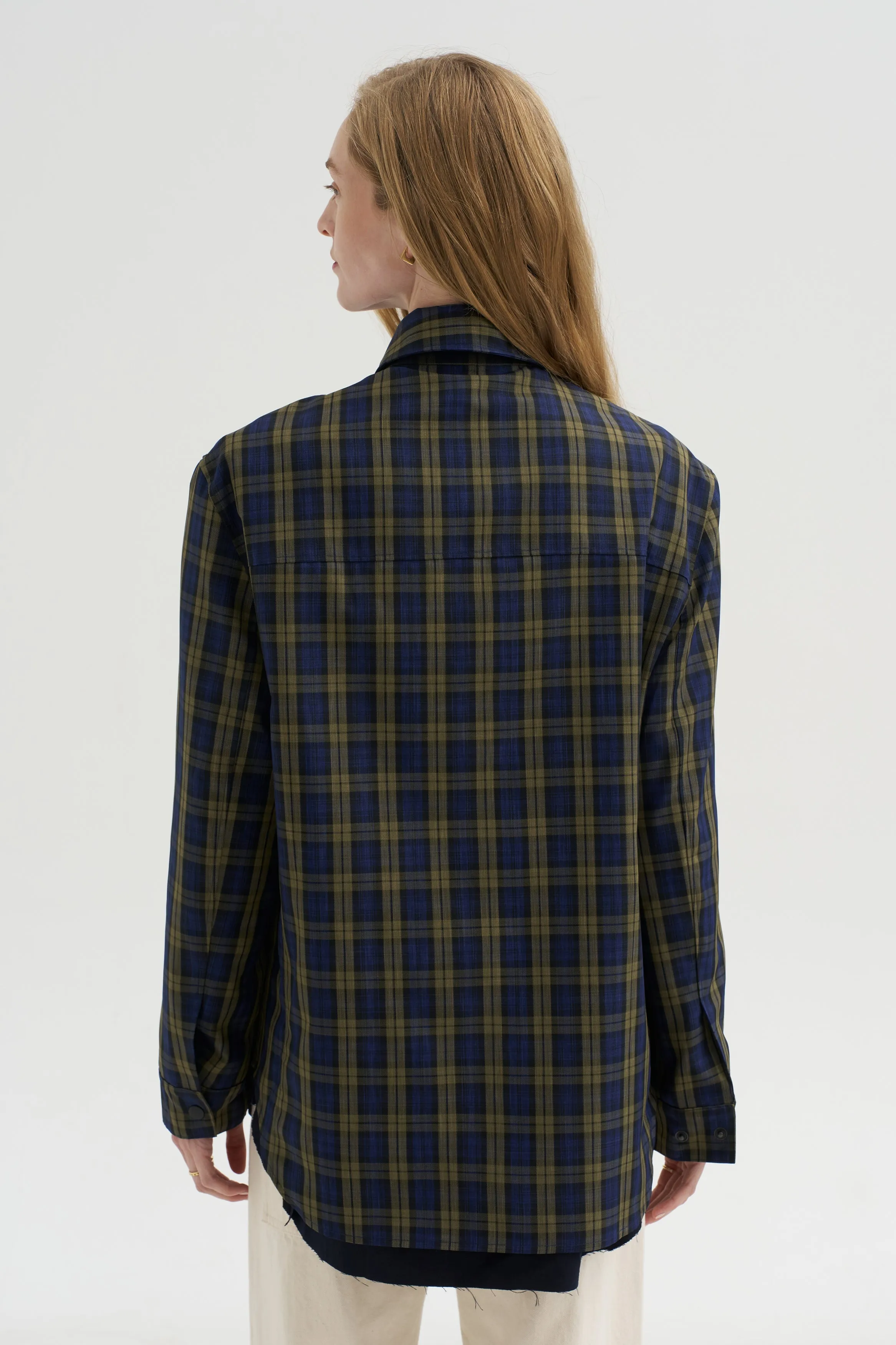 Techy Plaid Easy Shirt Jacket, Blue Multi sold by Kick Pleat product image thumbnail 4