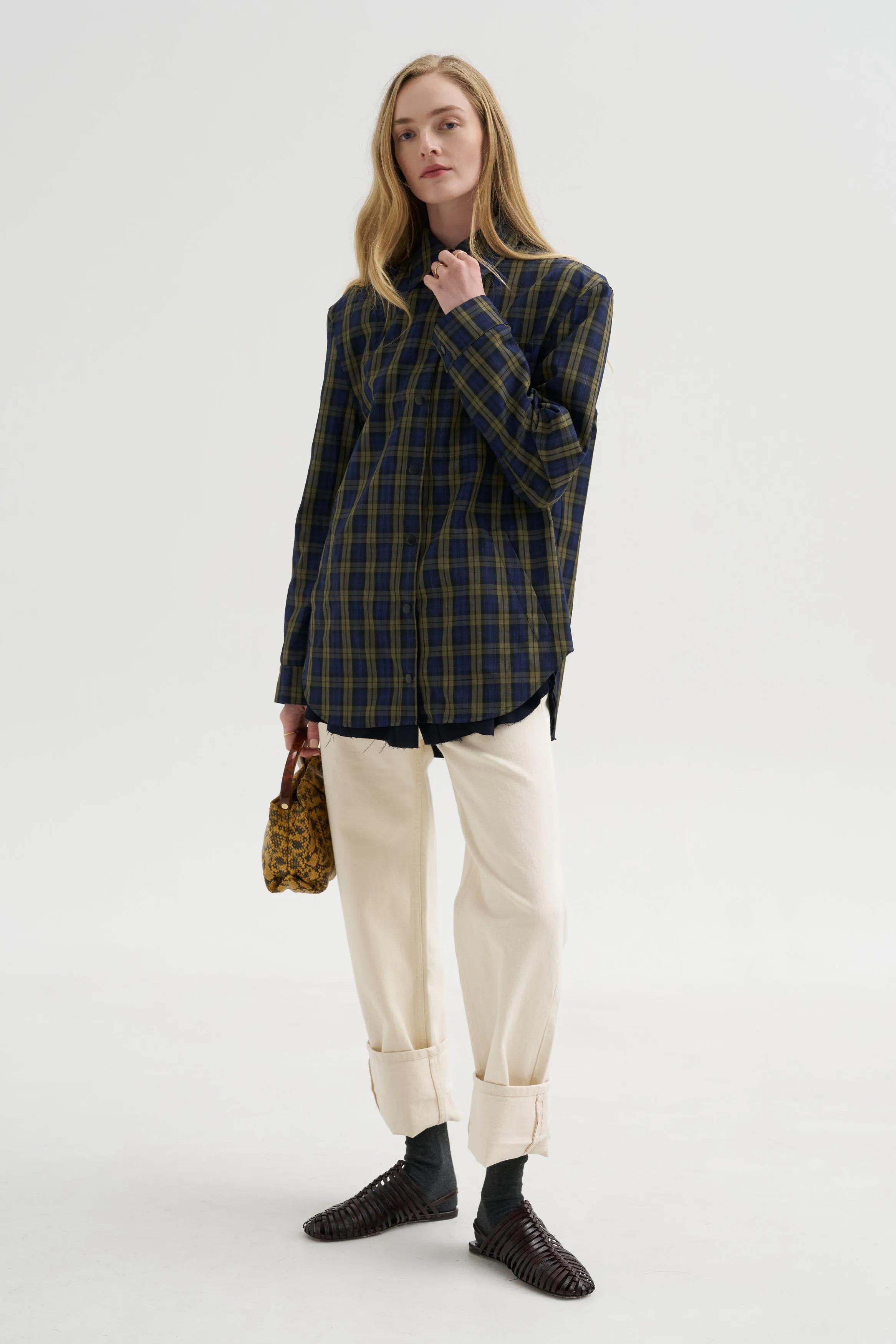 Techy Plaid Easy Shirt Jacket, Blue Multi sold by Kick Pleat product image thumbnail 5