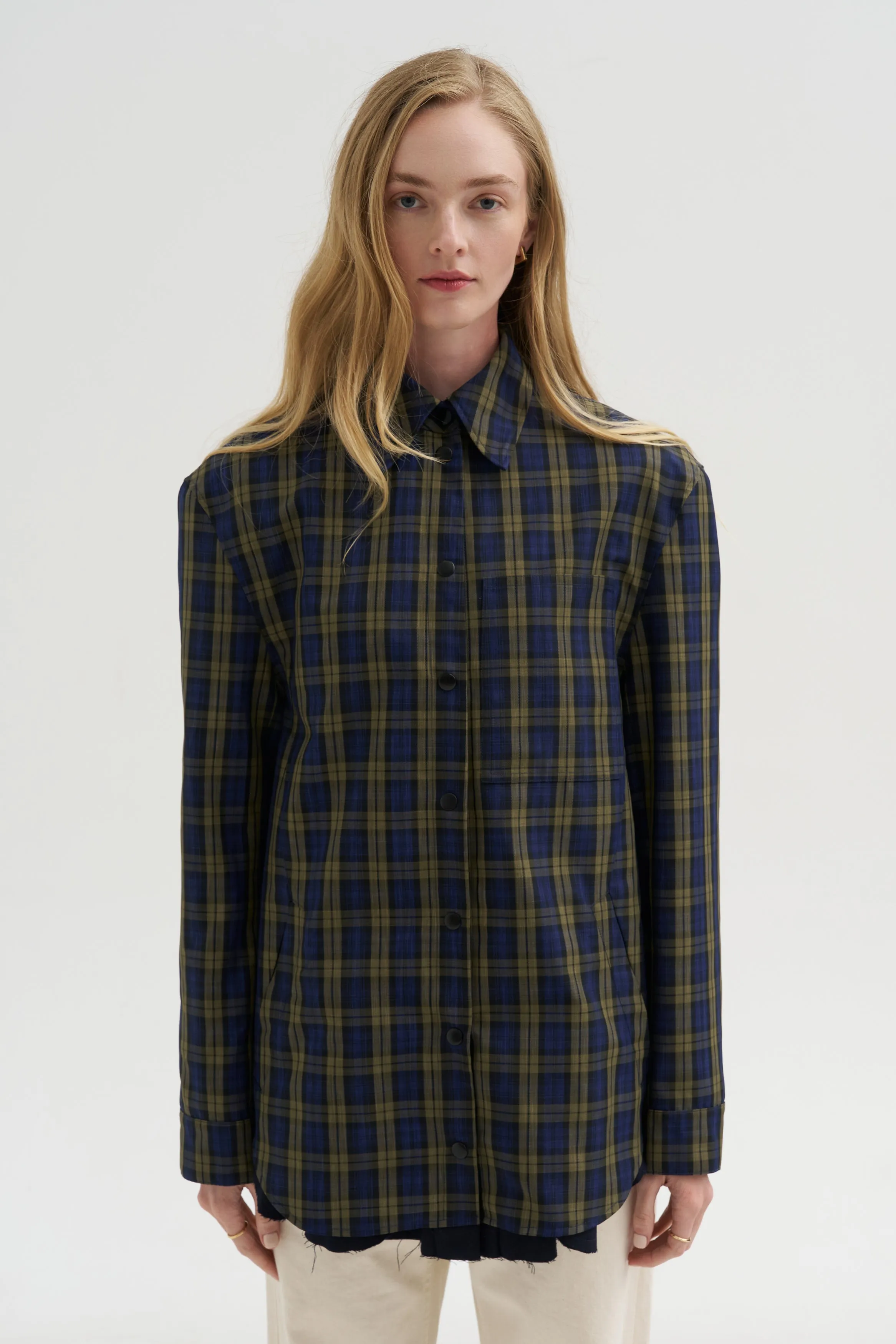 Techy Plaid Easy Shirt Jacket, Blue Multi sold by Kick Pleat product image thumbnail 2