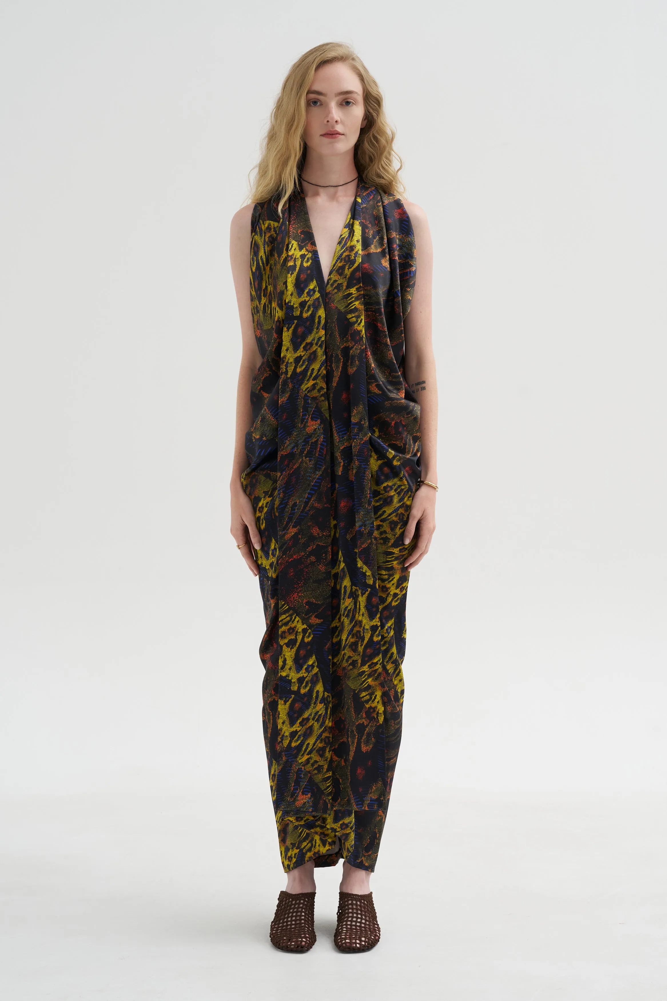 Pre-Order • Eve Long Foil Dress, Black Multi sold by Kick Pleat product image thumbnail 2