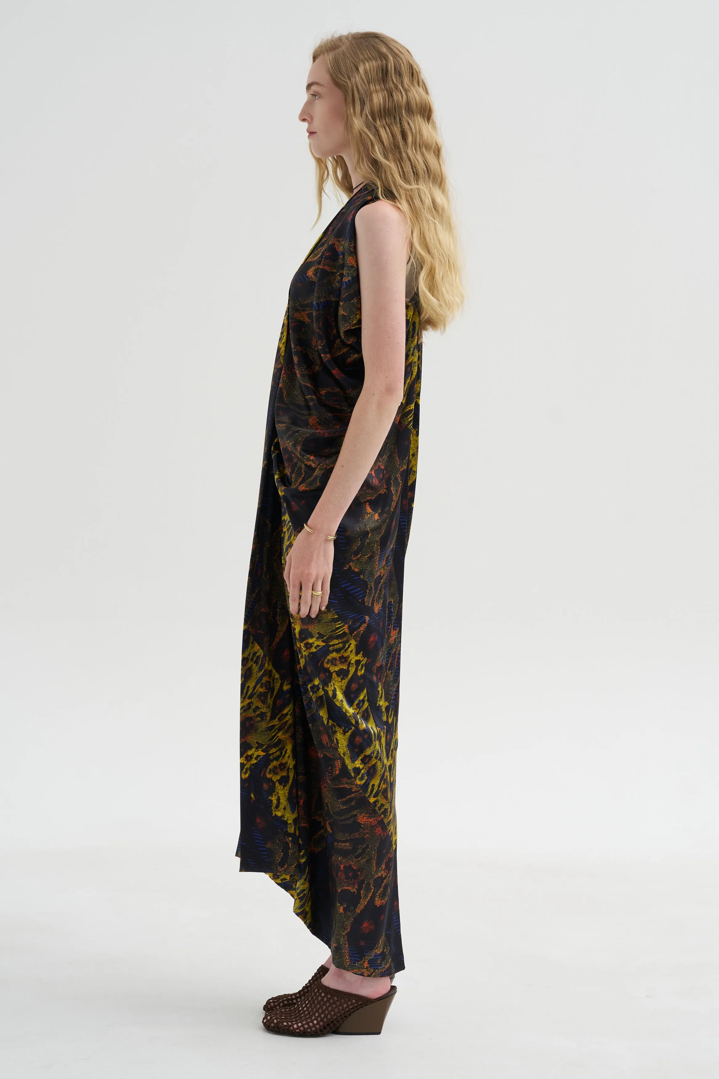 Pre-Order • Eve Long Foil Dress, Black Multi sold by Kick Pleat product image thumbnail 3