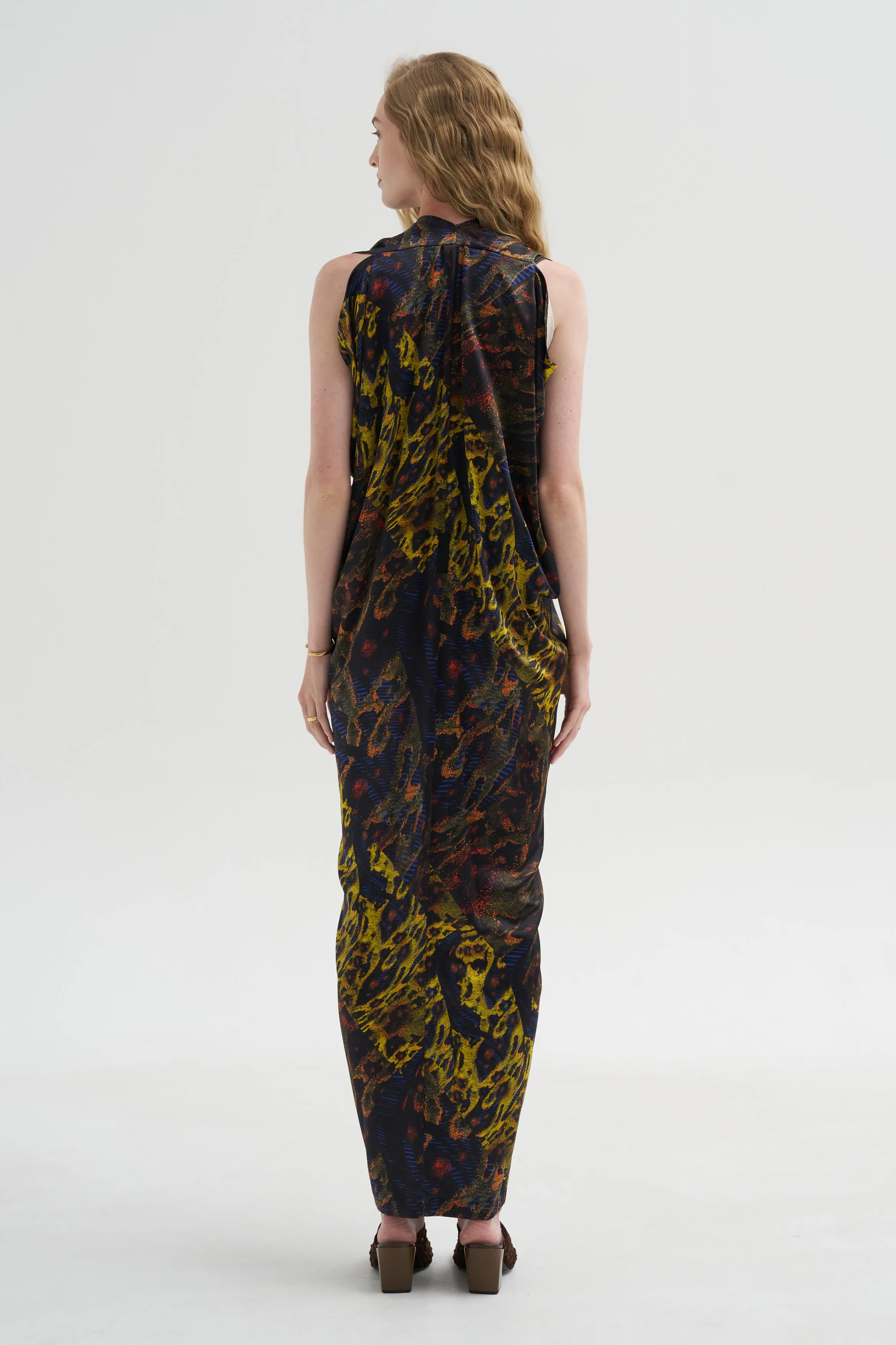 Pre-Order • Eve Long Foil Dress, Black Multi sold by Kick Pleat product image thumbnail 4