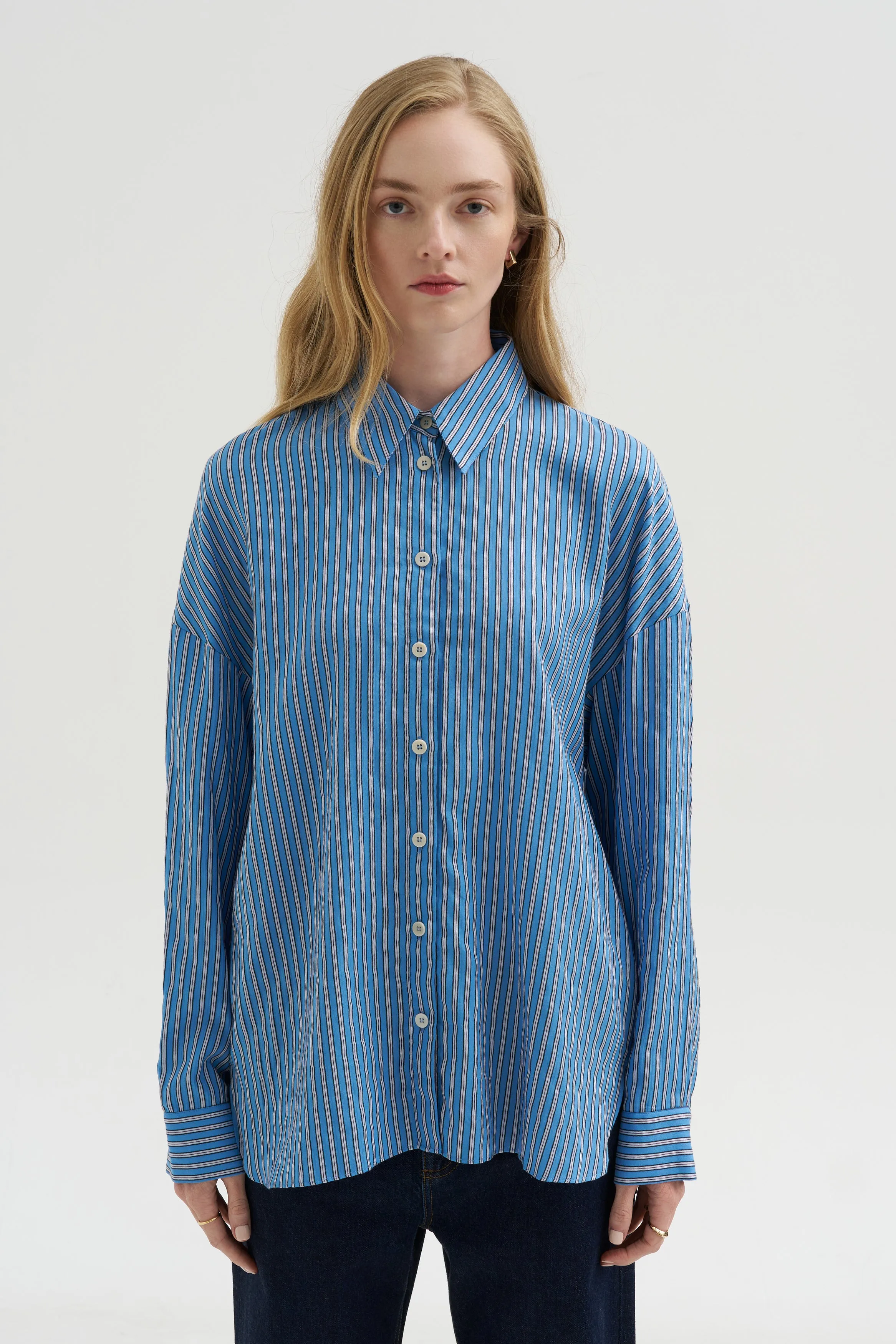 Edmund Lyocell Stripe Oversize, Blue Multi sold by Kick Pleat product image thumbnail 2