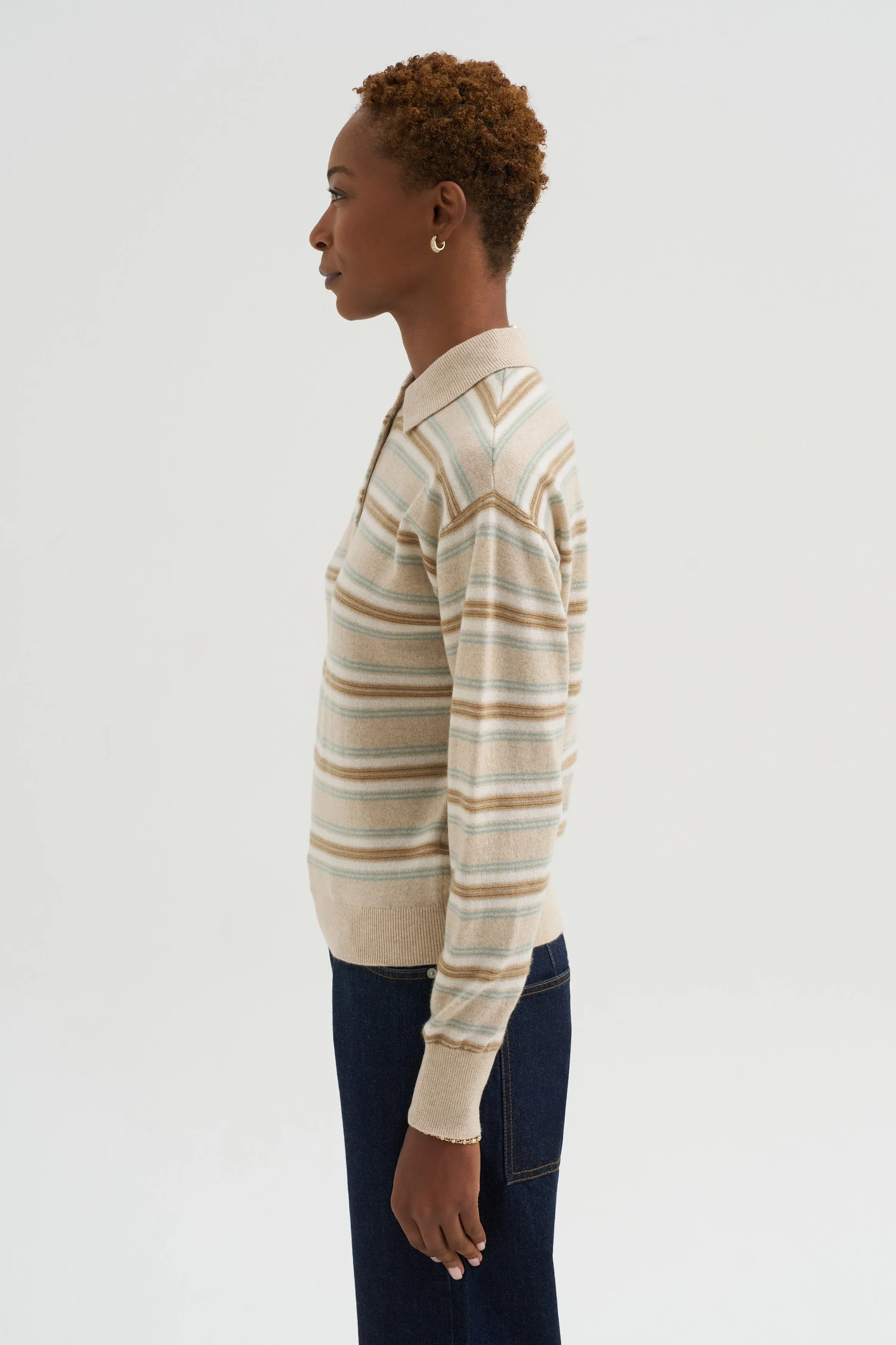 Collegiate Stripe Polo, Sandstone Combo sold by Kick Pleat product image thumbnail 4