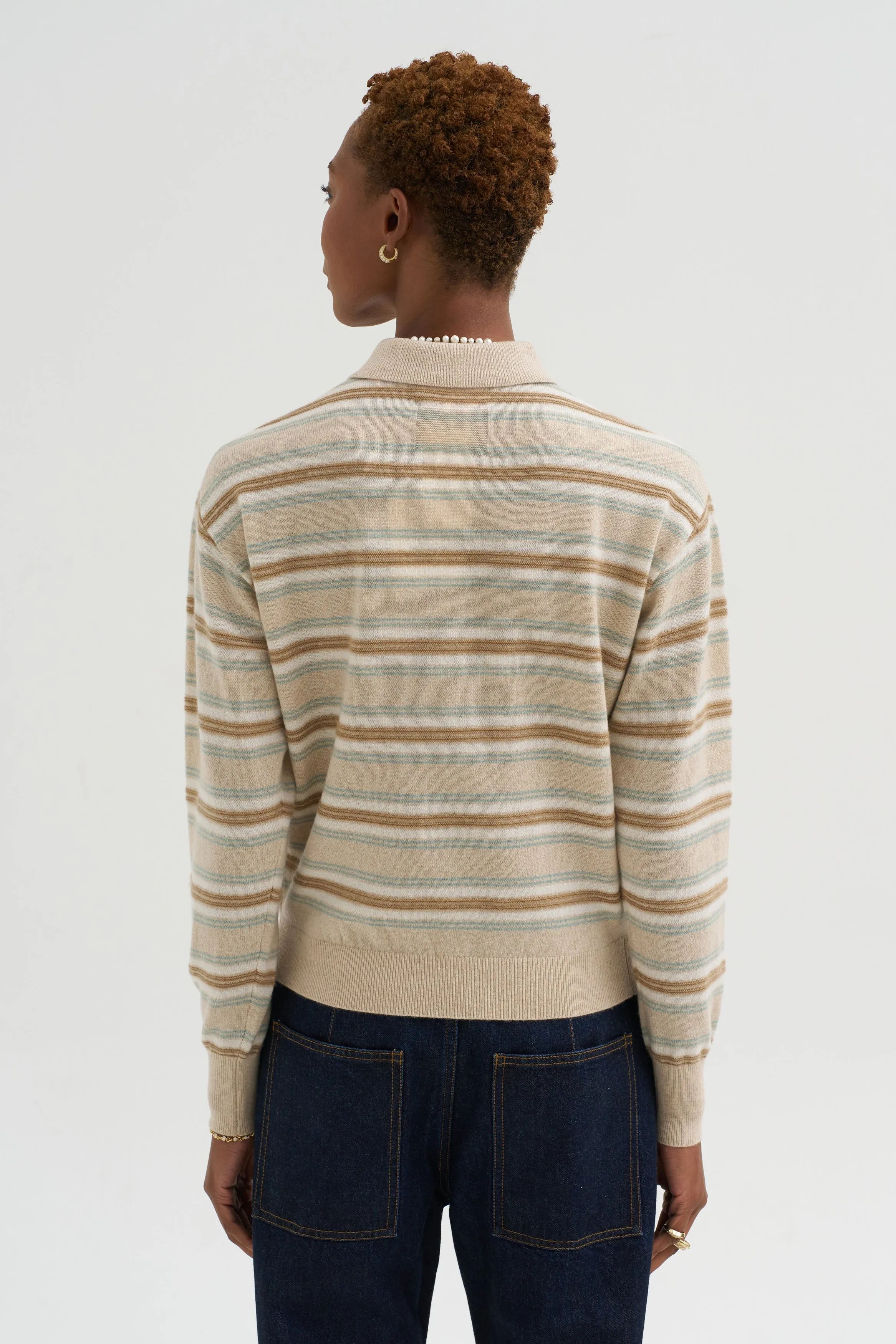 Collegiate Stripe Polo, Sandstone Combo sold by Kick Pleat product image thumbnail 5