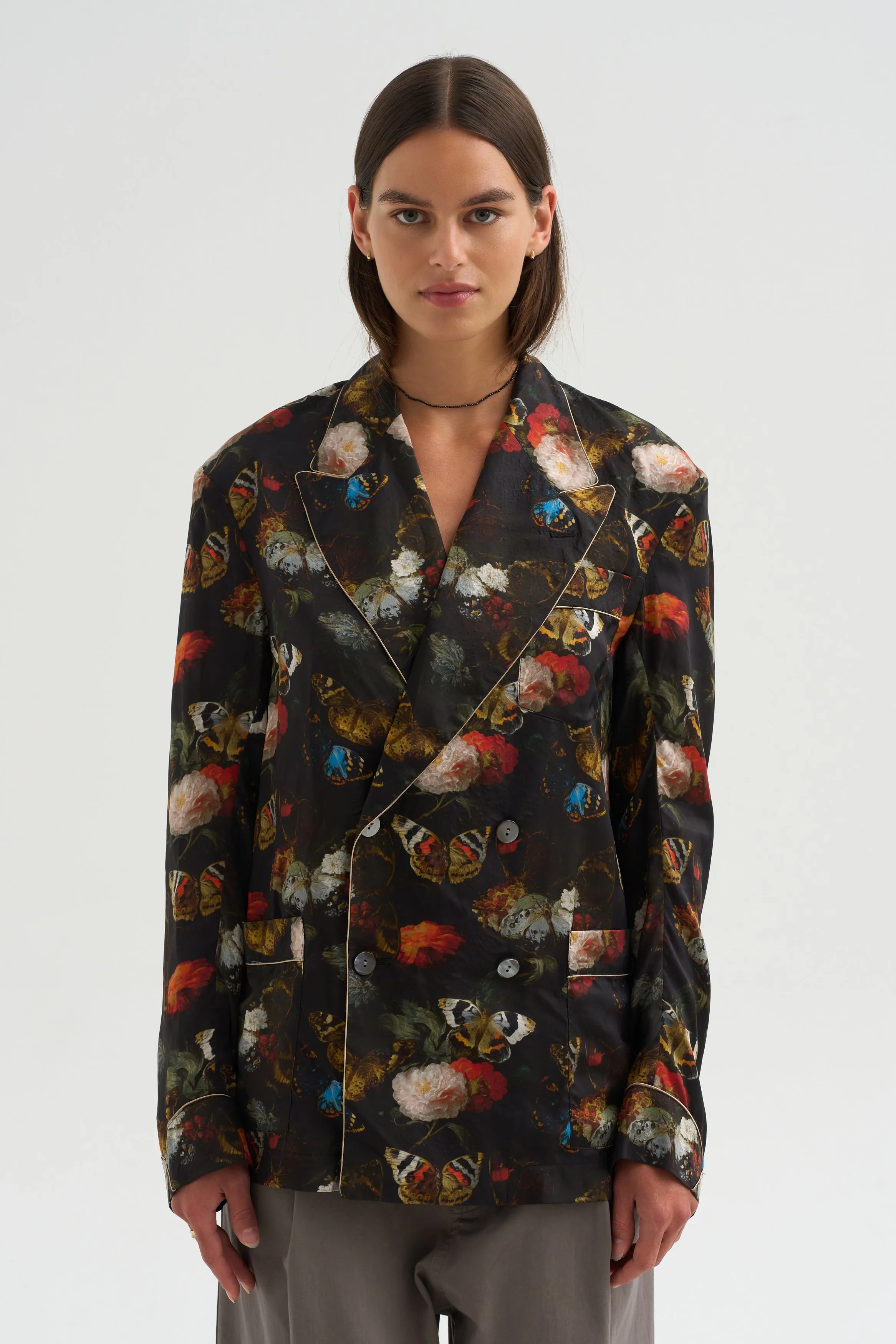 Pre-Order • Oversized Ragged Blazer, Floral Butterfly on Black sold by Kick Pleat product image thumbnail 2