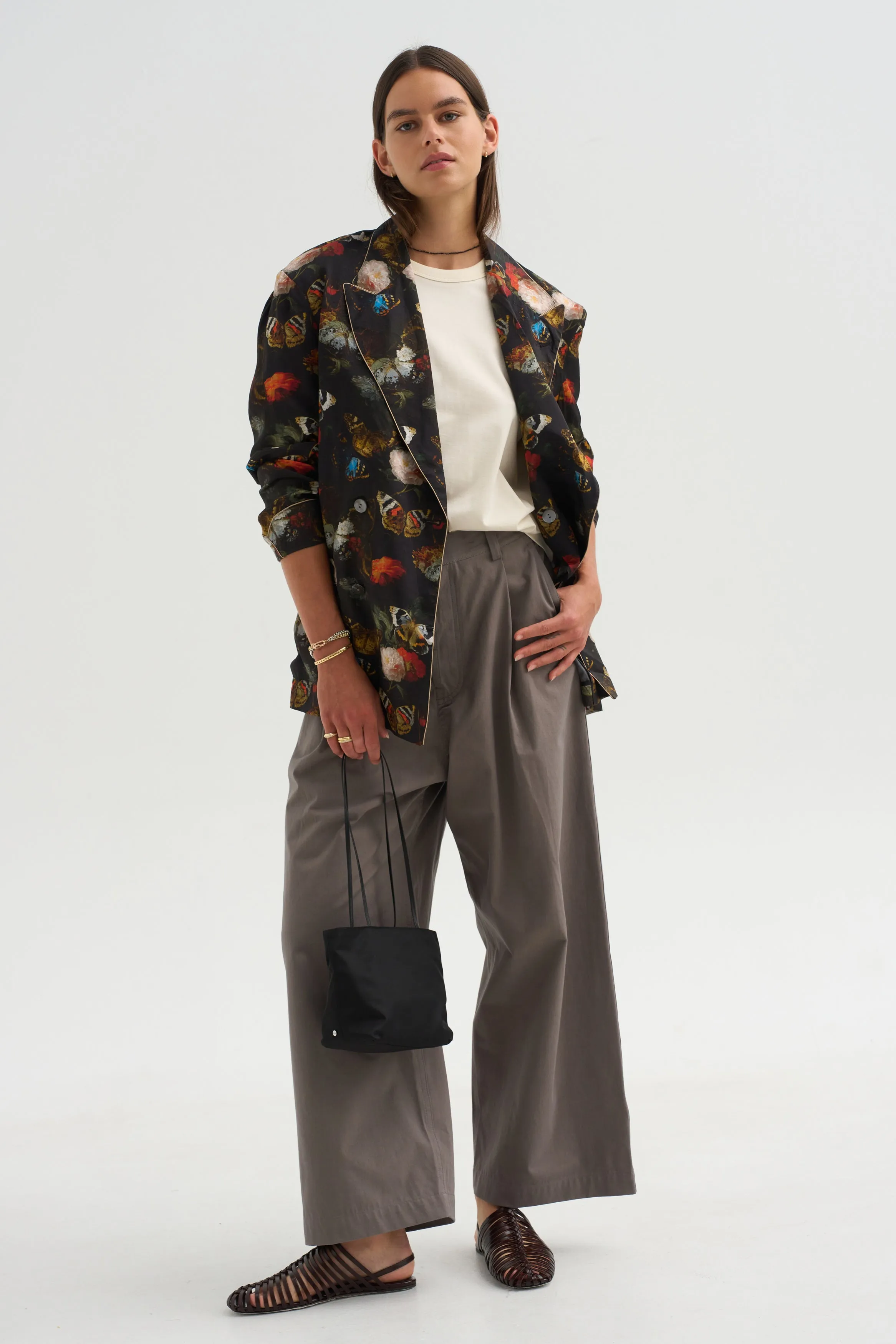 Pre-Order • Oversized Ragged Blazer, Floral Butterfly on Black sold by Kick Pleat