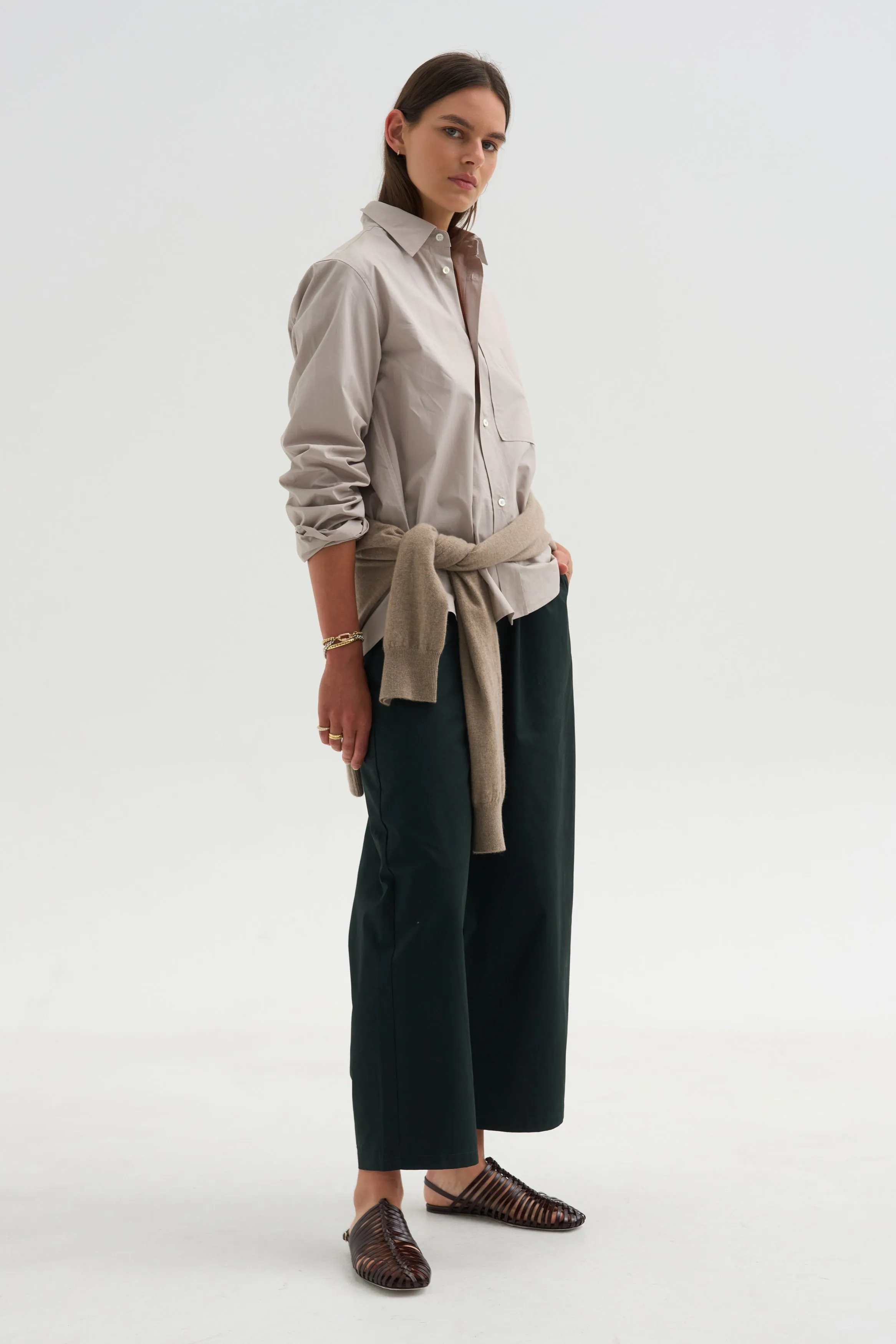 Cotton & Linen Trouser, Bottle Green sold by Kick Pleat