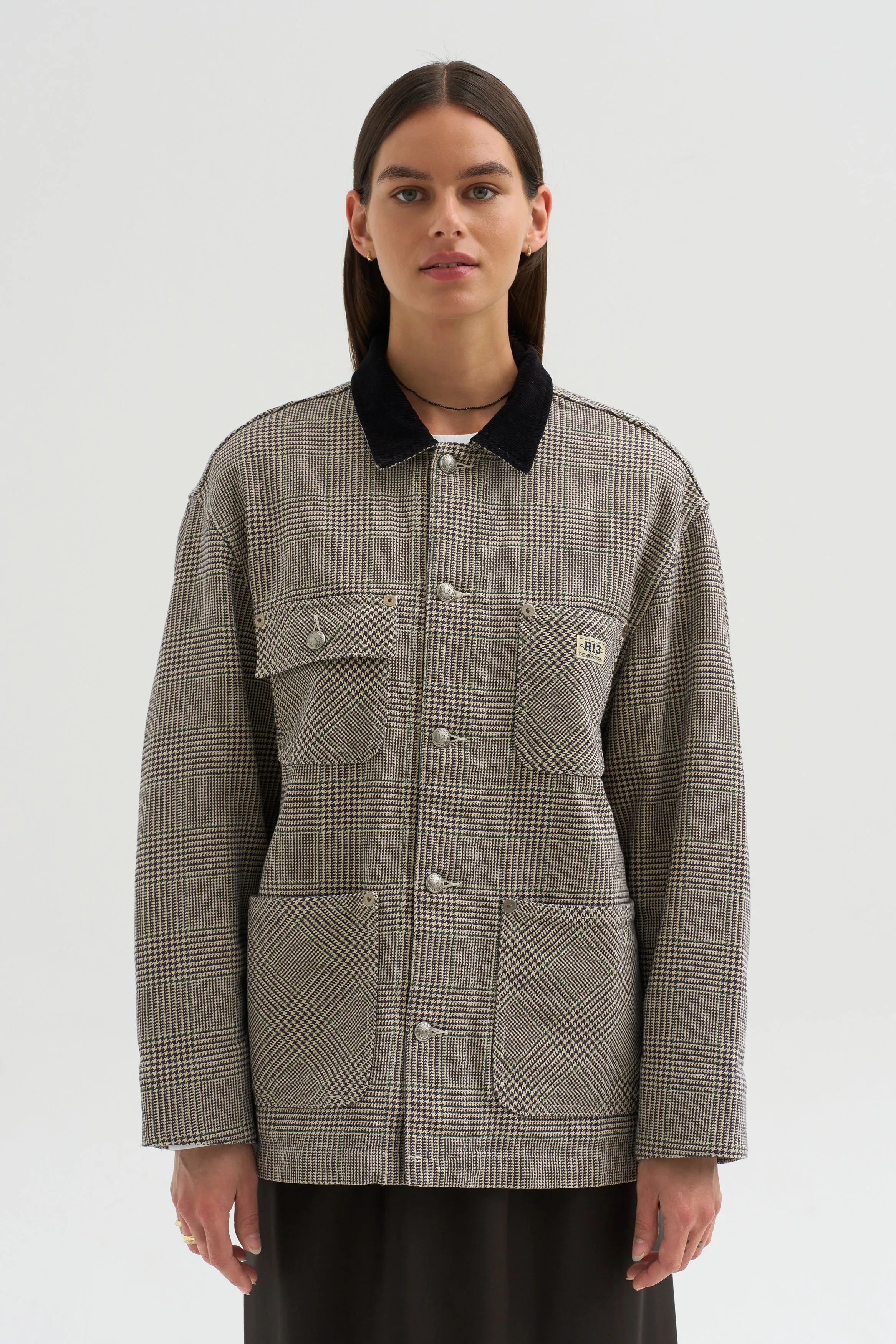 Relaxed Chore Jacket, Price of Wales Grey Check sold by Kick Pleat product image thumbnail 2