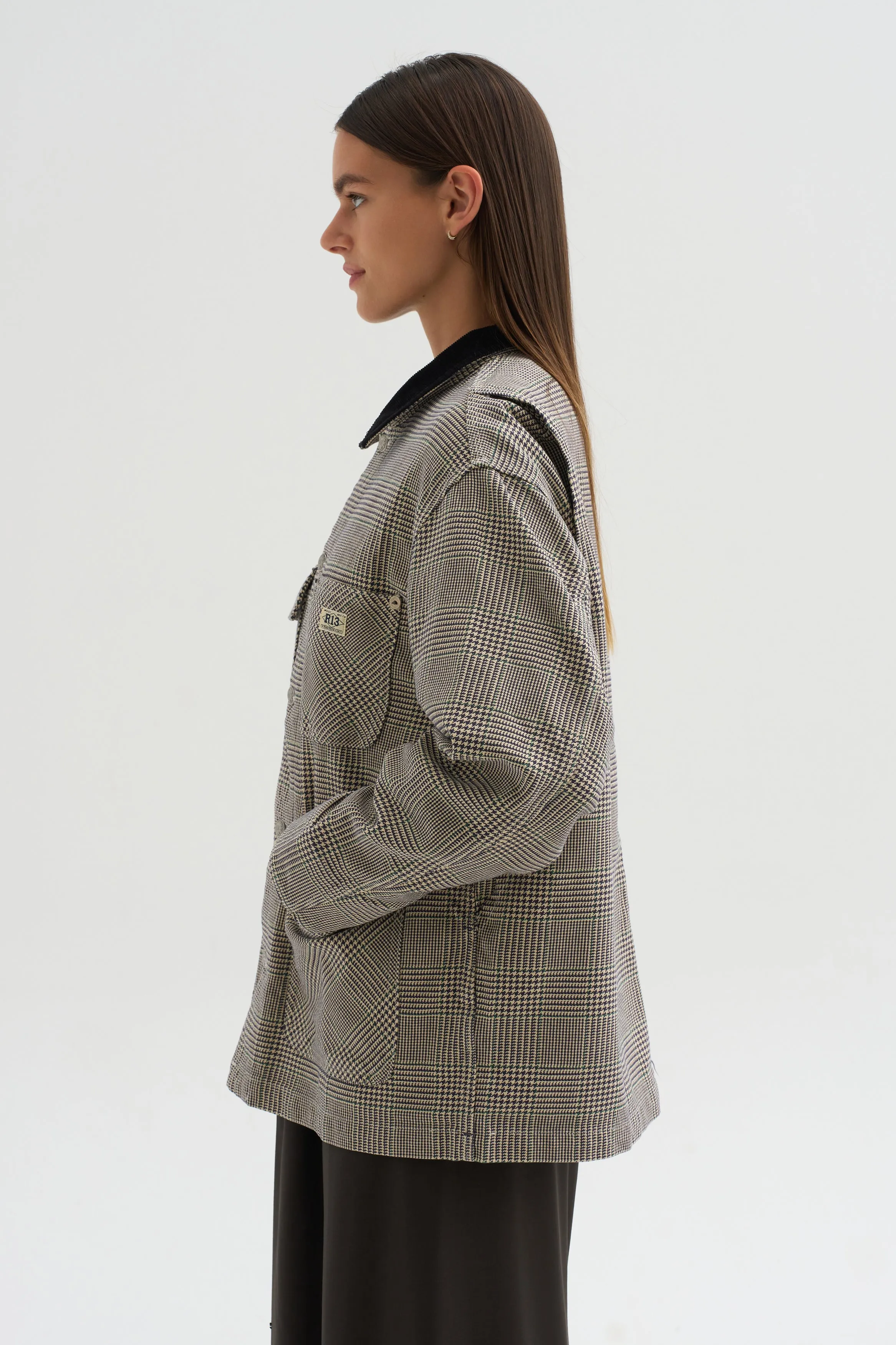 Relaxed Chore Jacket, Price of Wales Grey Check sold by Kick Pleat product image thumbnail 3