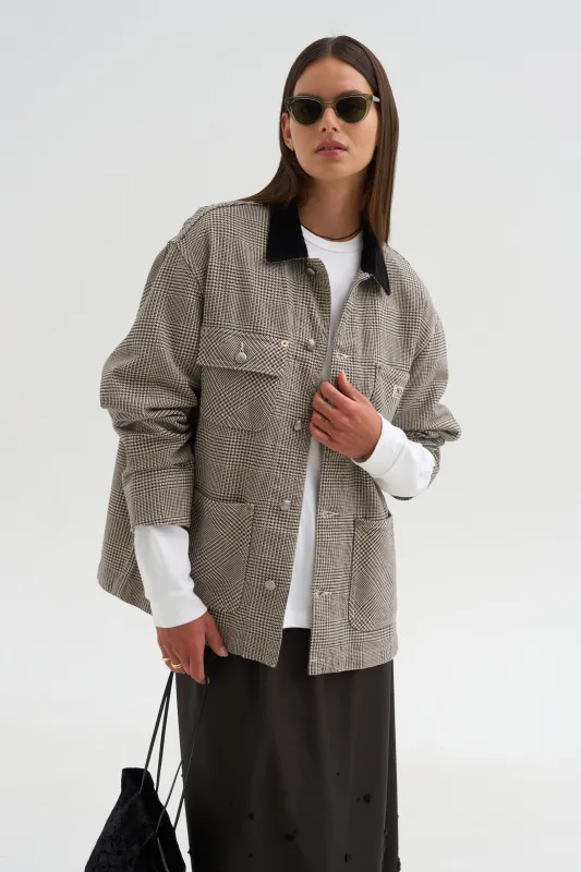 Relaxed Chore Jacket, Price of Wales Grey Check made by R13