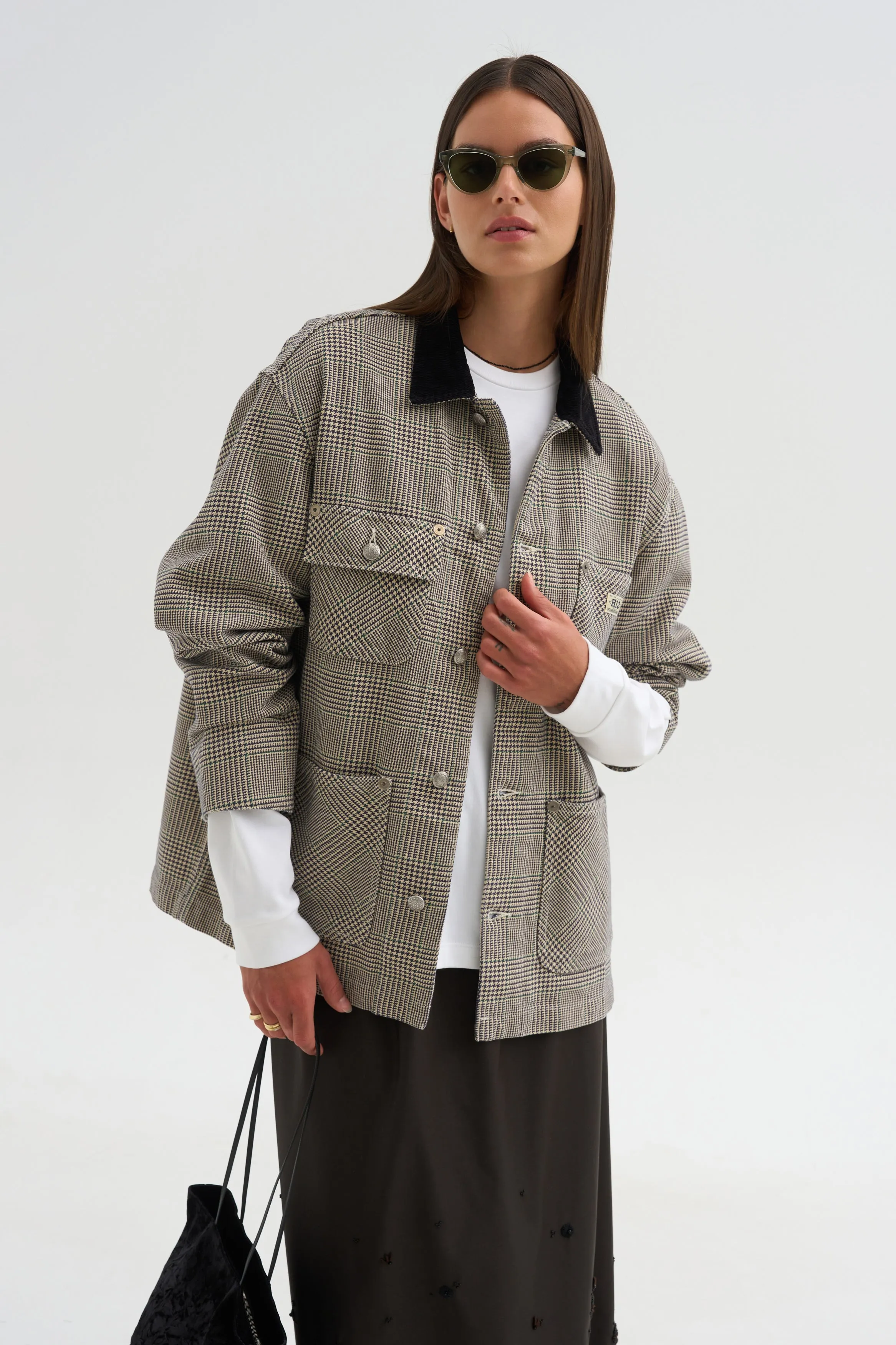 Relaxed Chore Jacket, Price of Wales Grey Check sold by Kick Pleat