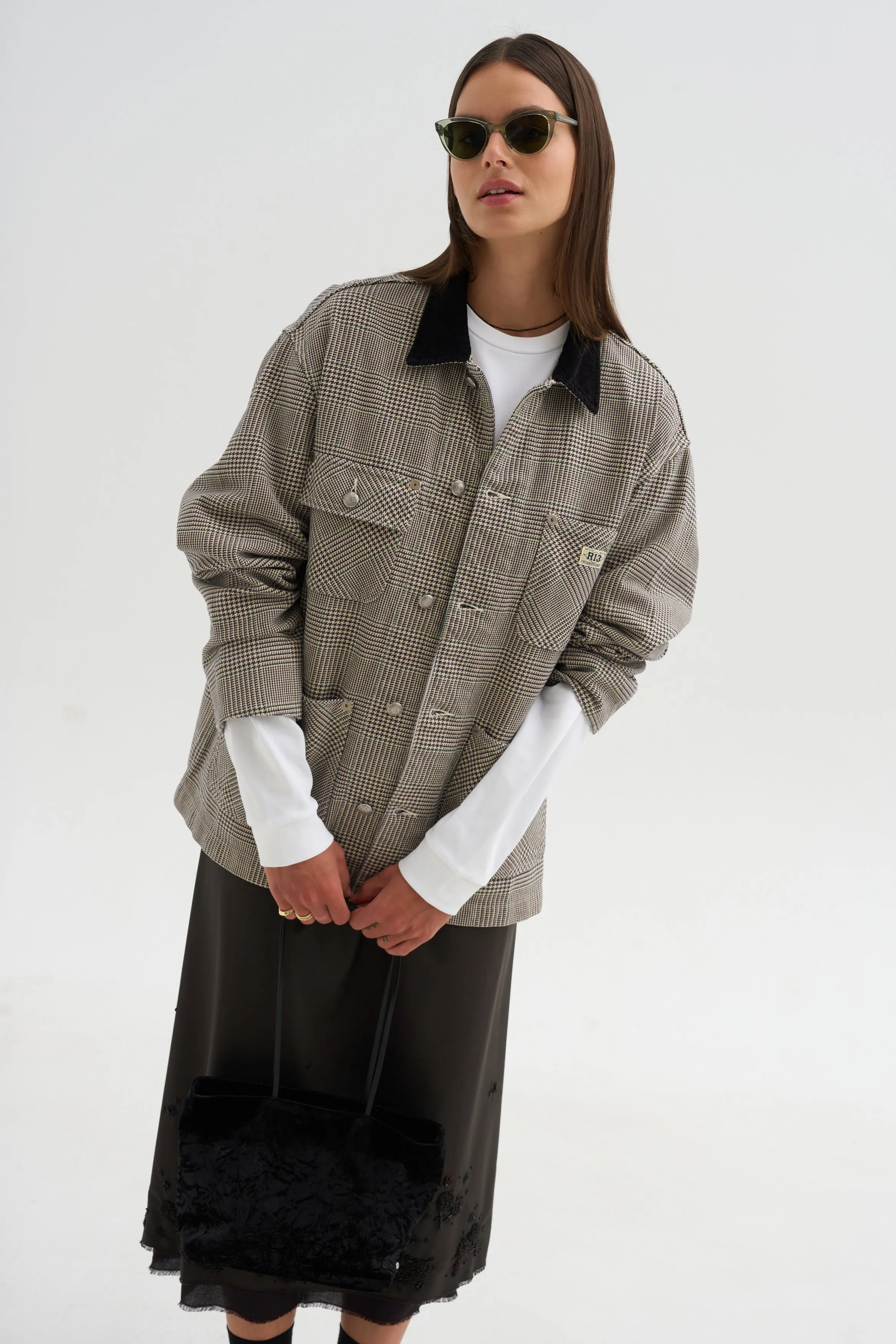 Relaxed Chore Jacket, Price of Wales Grey Check sold by Kick Pleat product image thumbnail 5