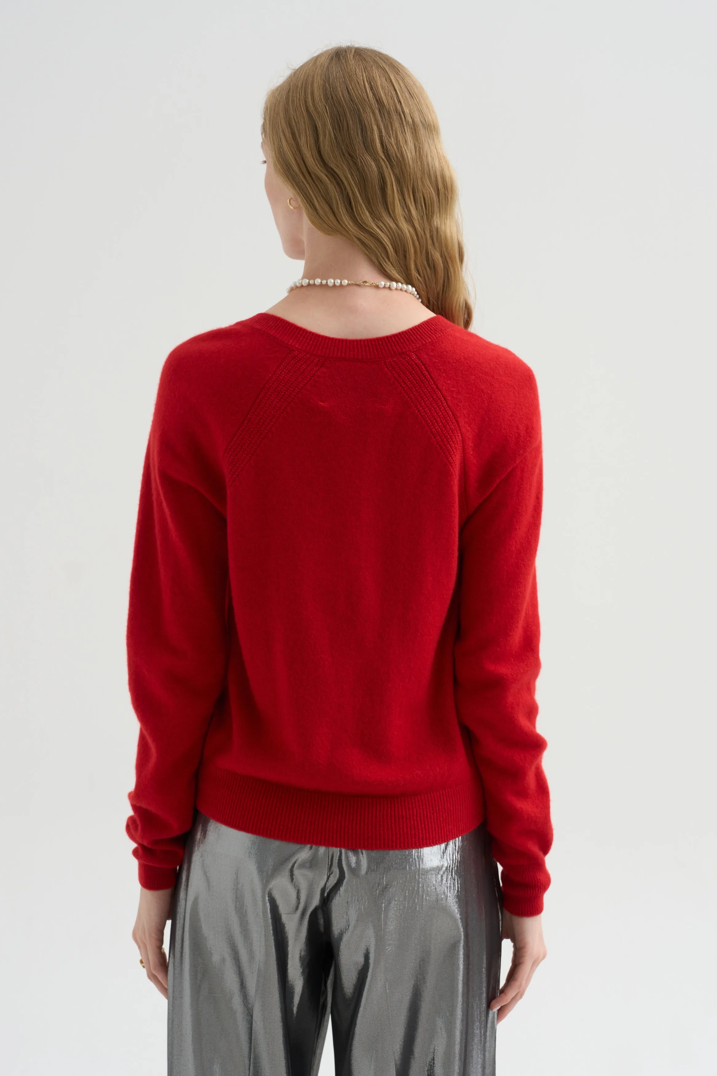 V-Neck Sweater, Red sold by Kick Pleat product image thumbnail 4